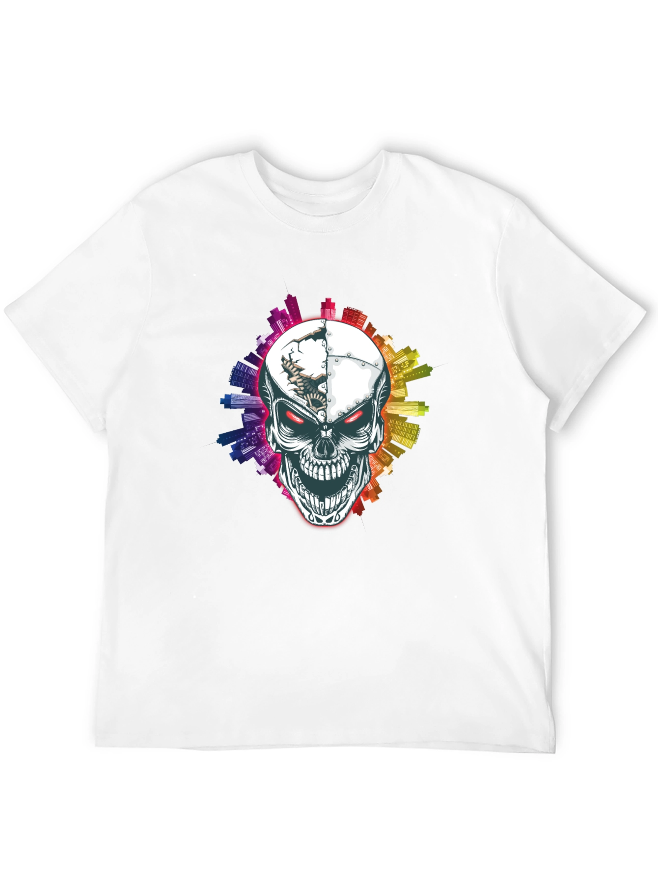 Skull Cityscape Graphic Tee - Urban Edge