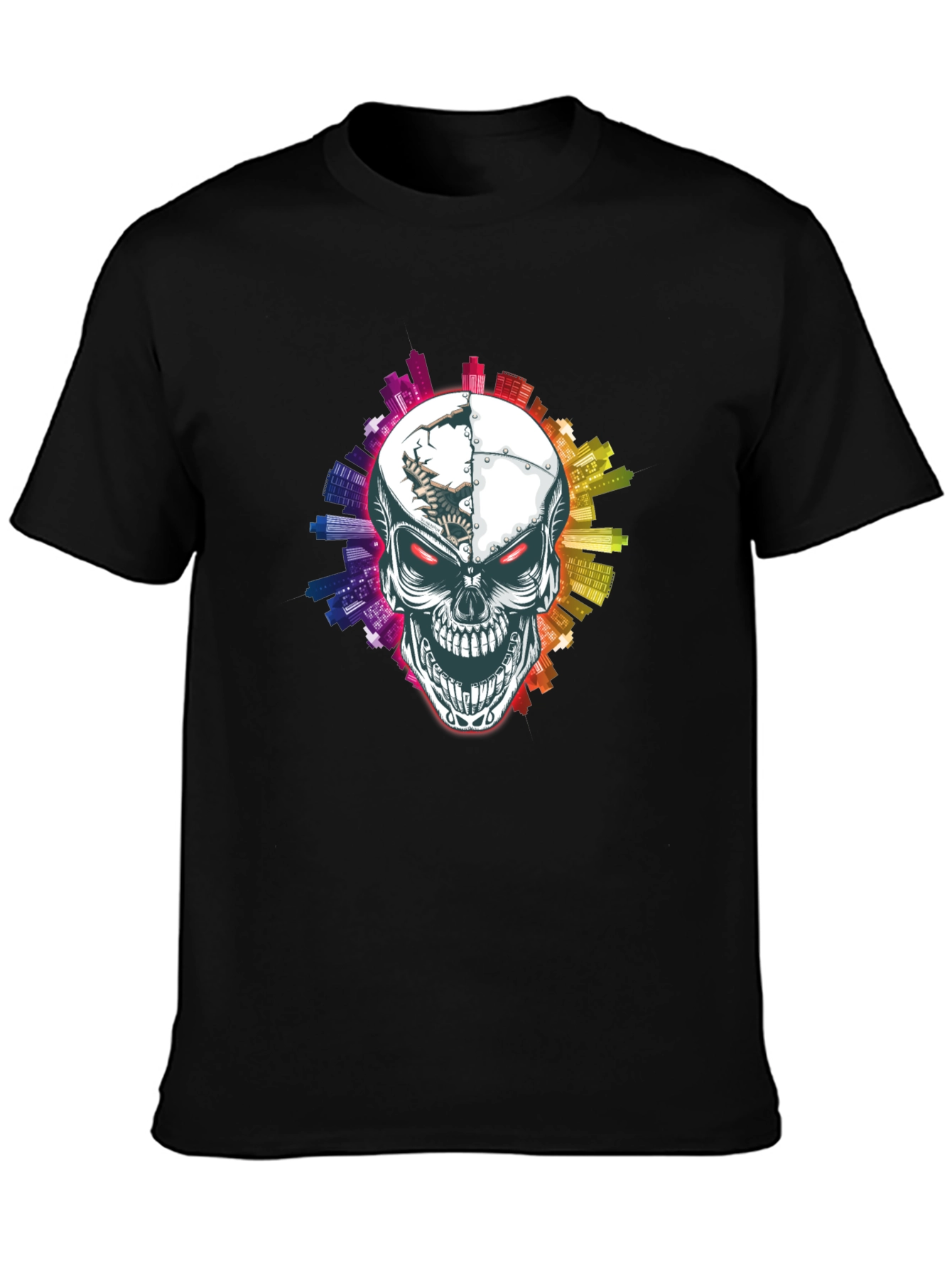 Skull Cityscape Graphic Tee - Urban Edge