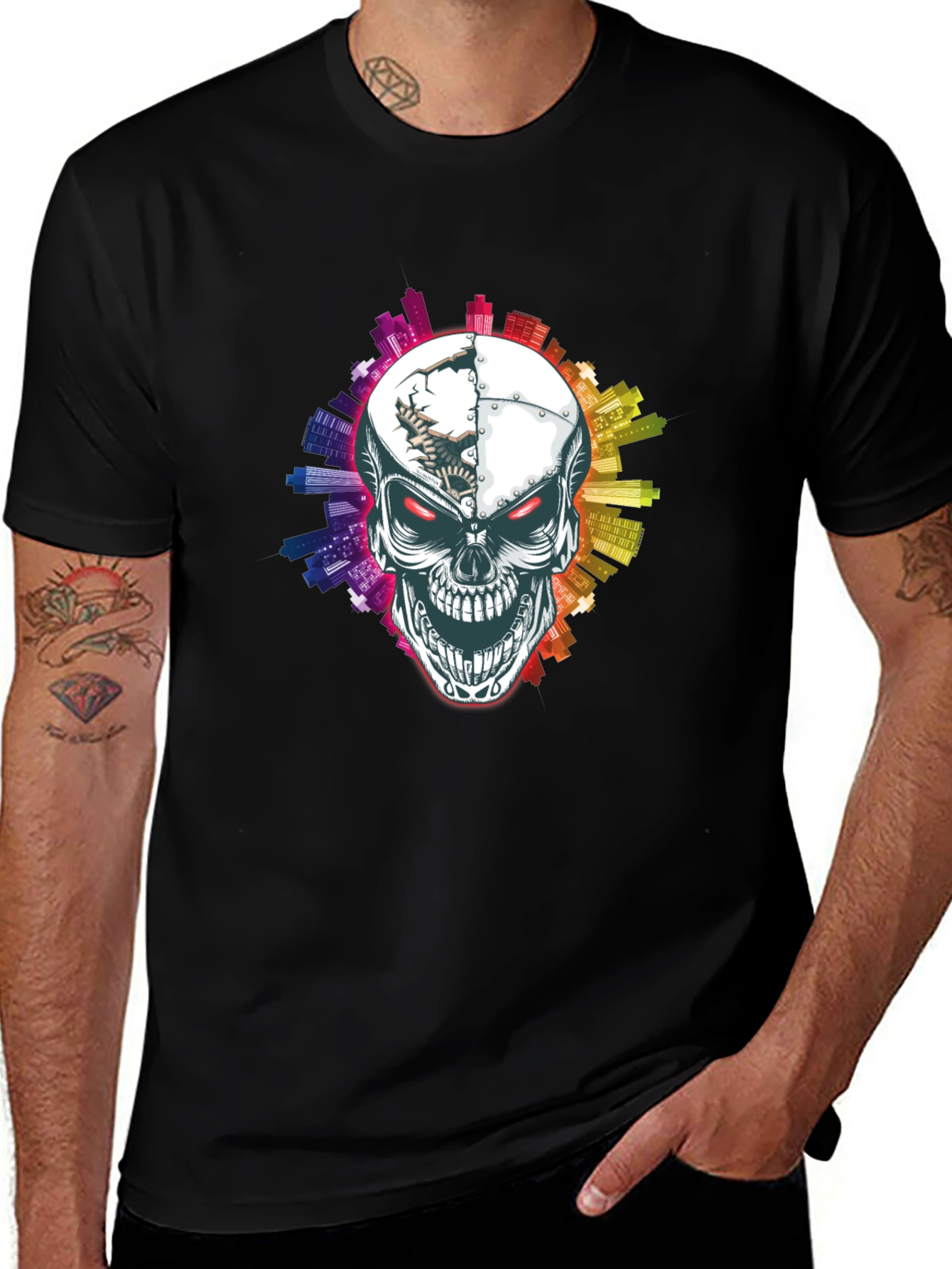 Skull Cityscape Graphic Tee - Urban Edge