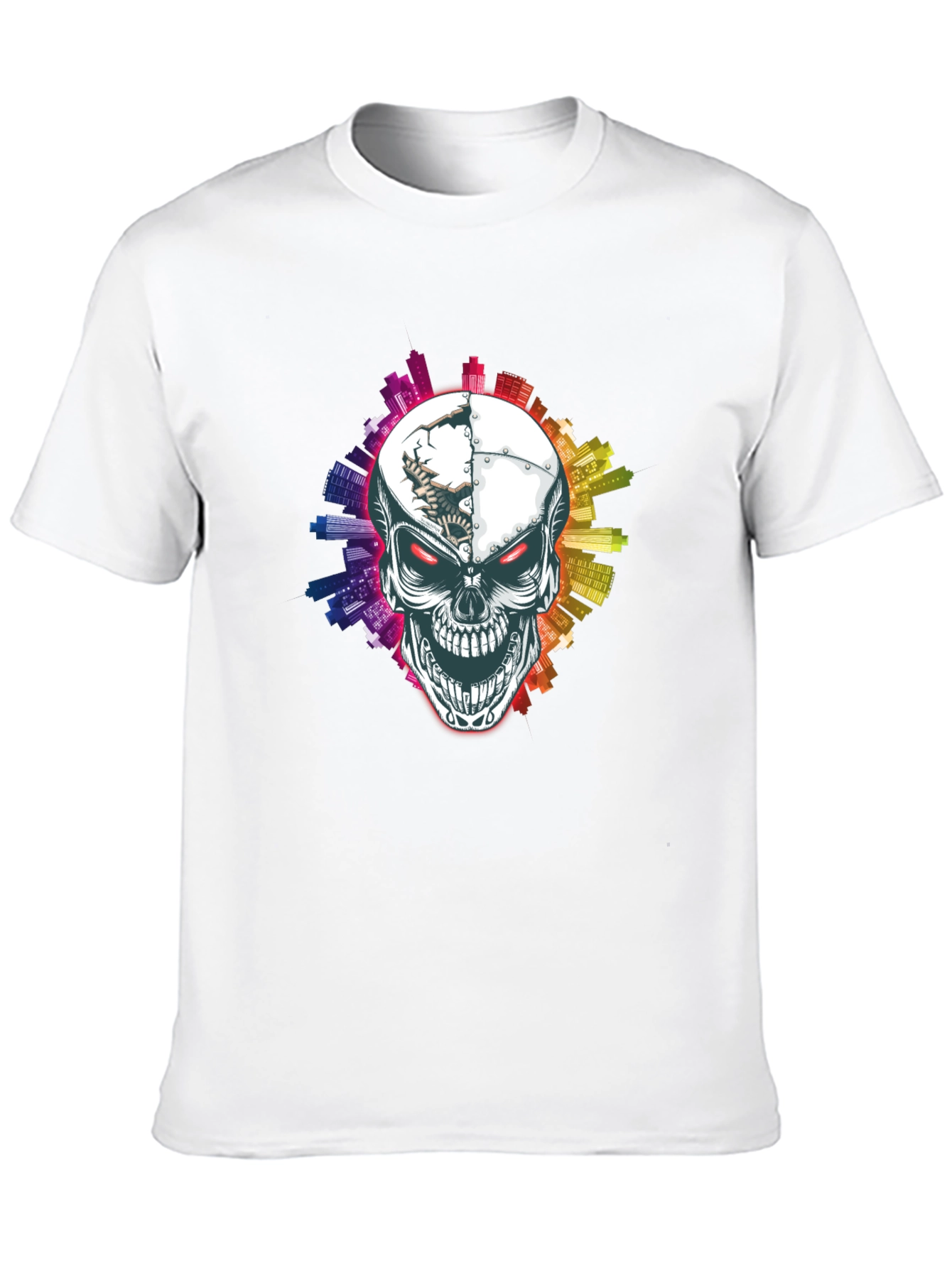 Skull Cityscape Graphic Tee - Urban Edge