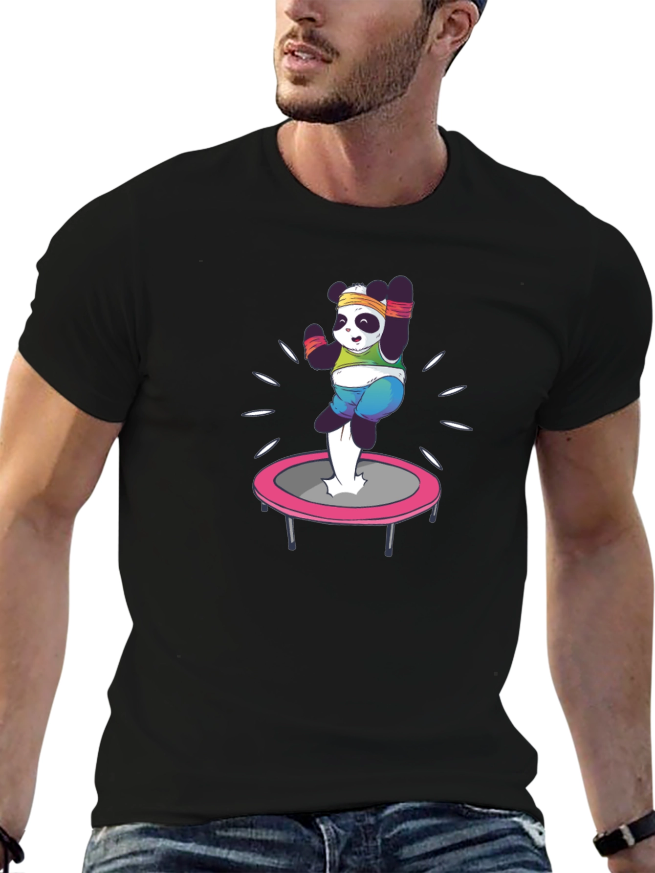 Panda Trampoline T-Shirt - Black