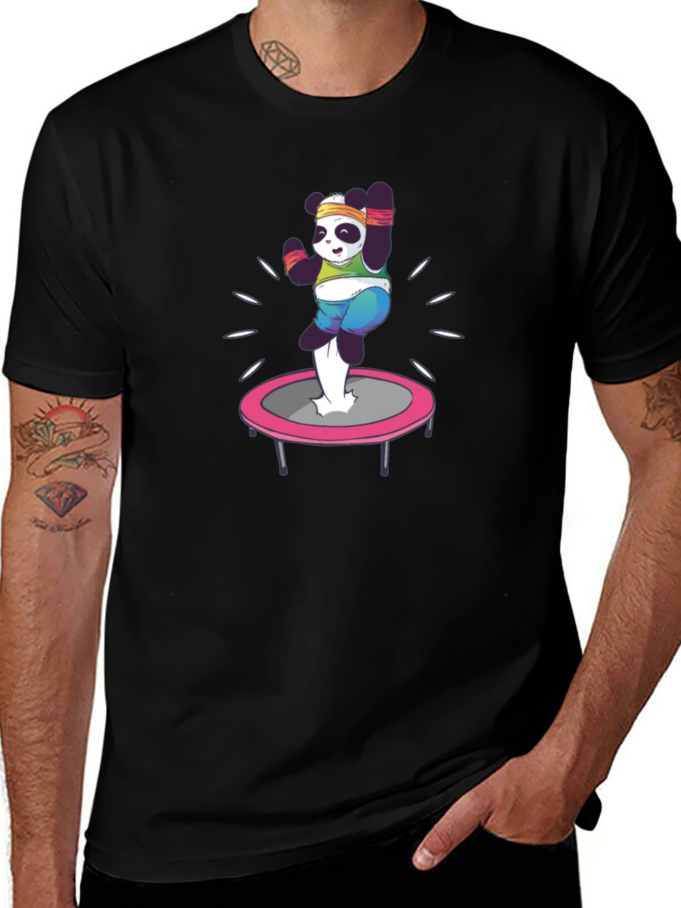 Panda Trampoline T-Shirt - Black