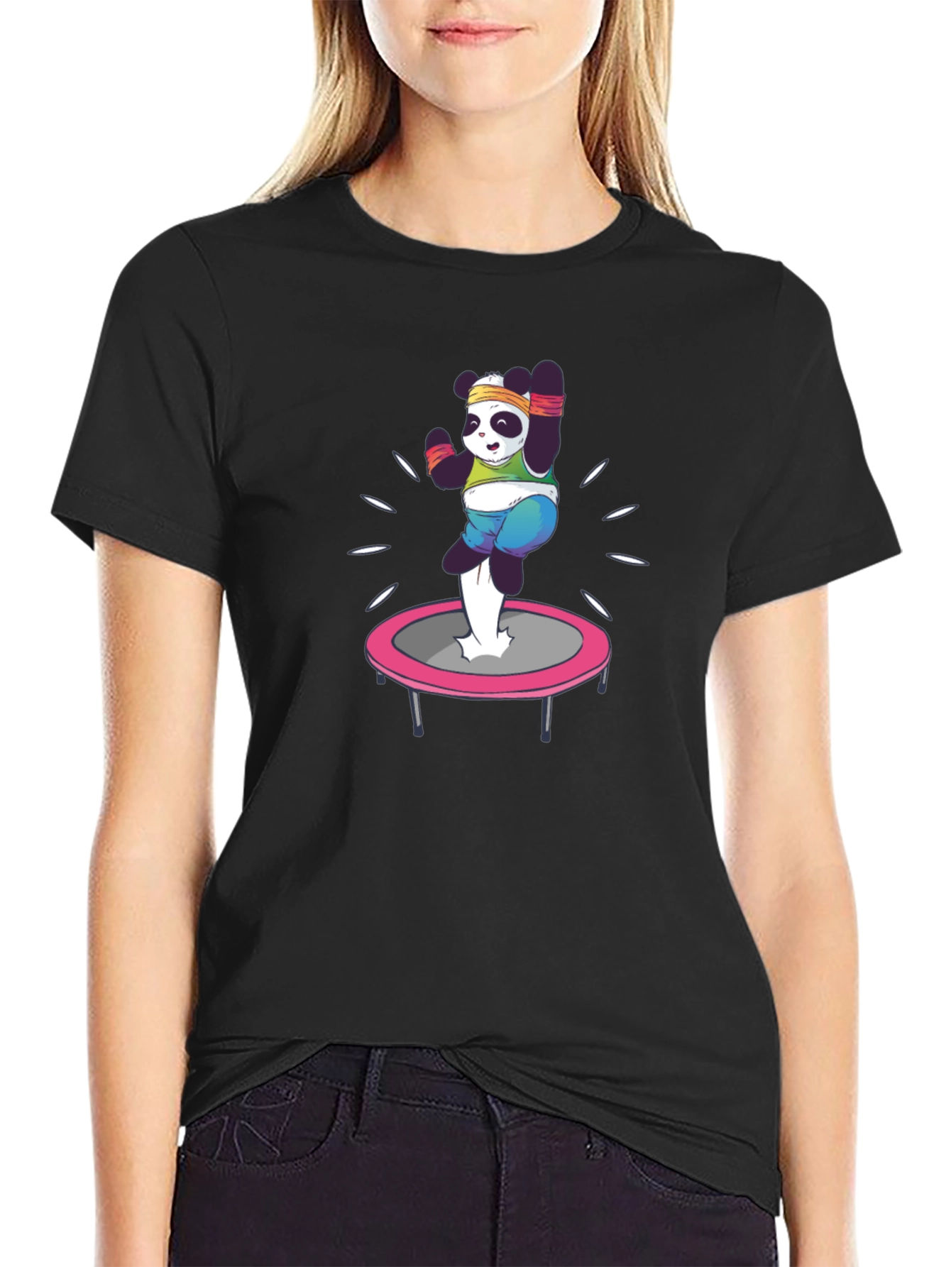 Panda Trampoline T-Shirt - Black