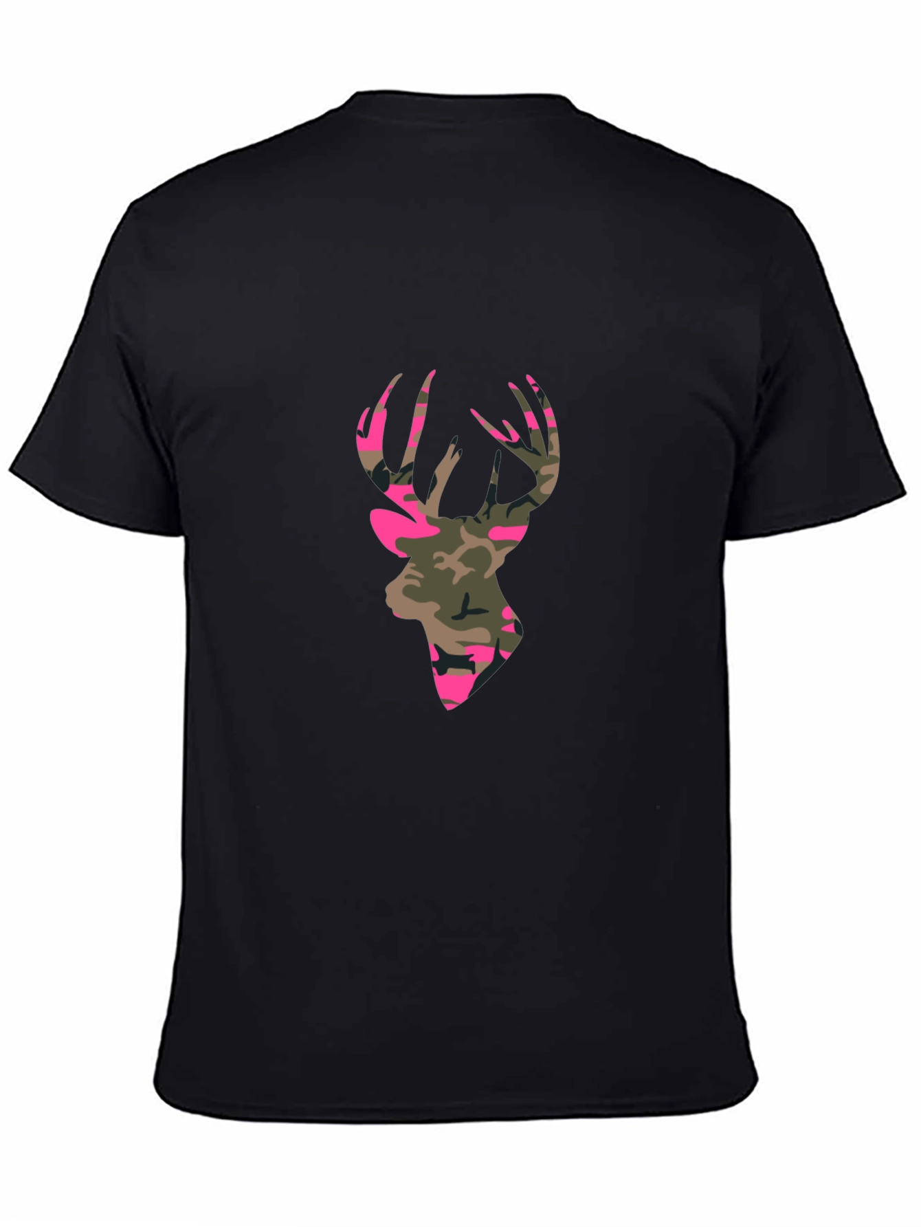 Mens Black T-Shirt - Camo Deer Silhouette Graphic Tee