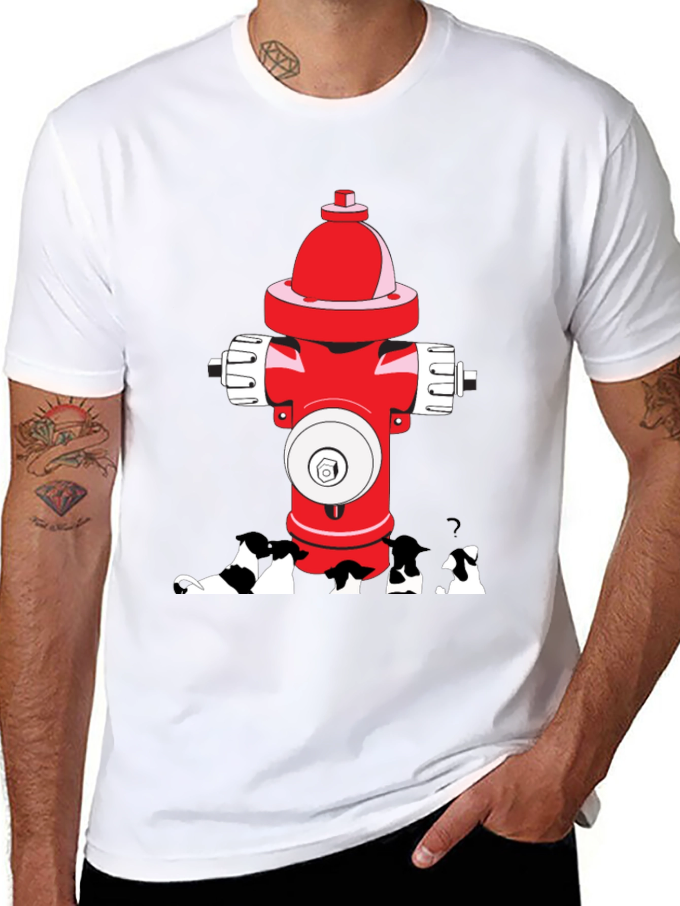Dog Peeing on Fire Hydrant Graphic Tee