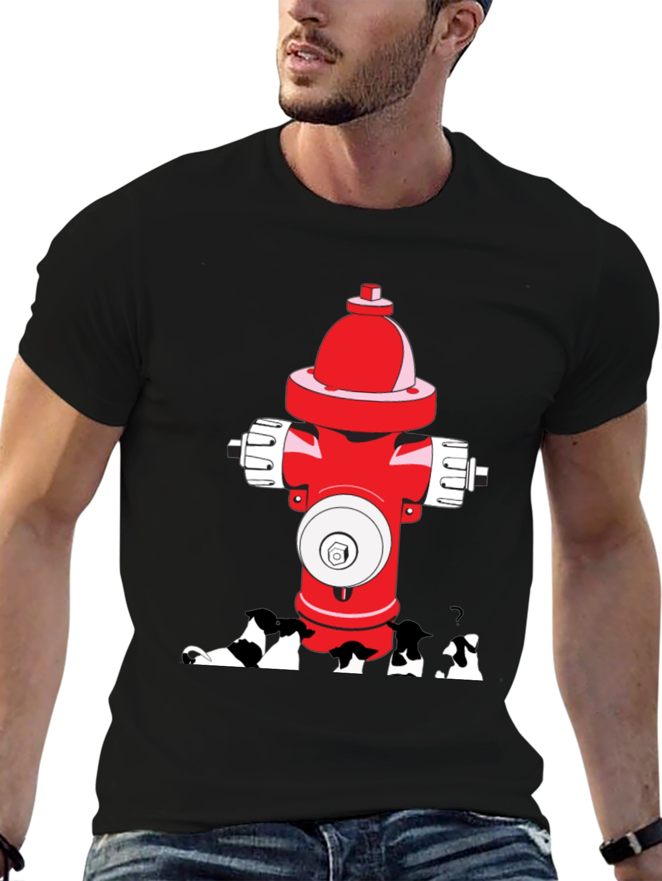 Dog Peeing on Fire Hydrant Graphic Tee
