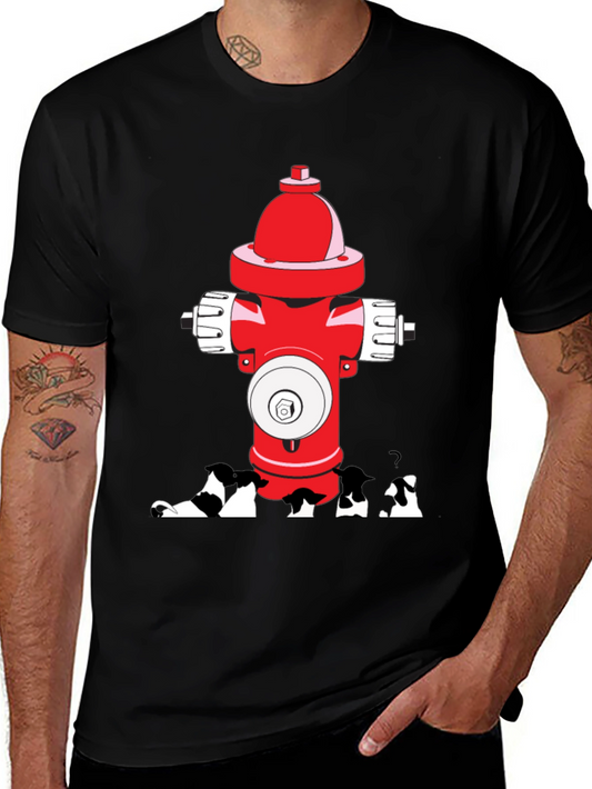 Dog Peeing on Fire Hydrant Graphic Tee