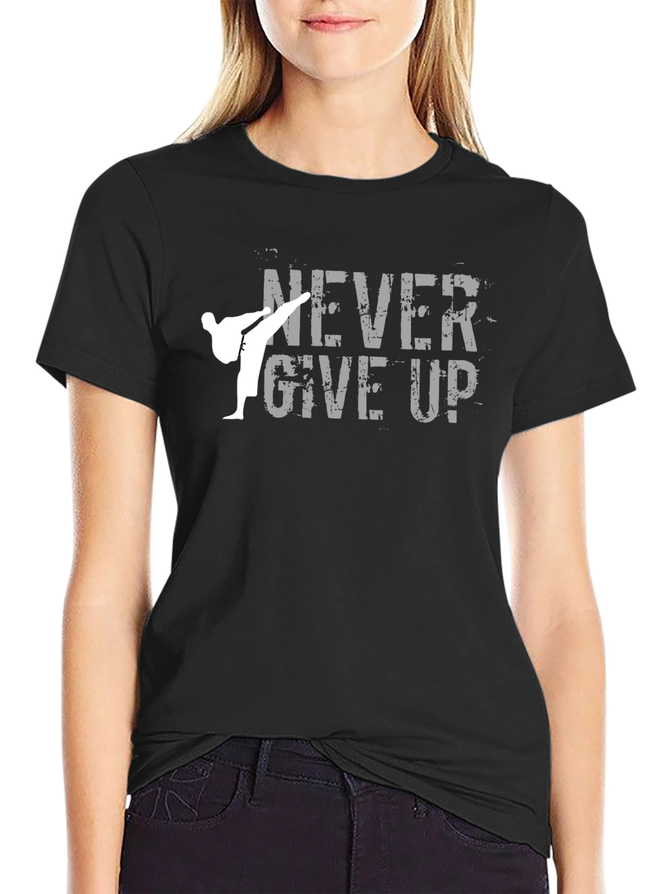 Never Give Up Graphic Tee - Martial Arts Motivation