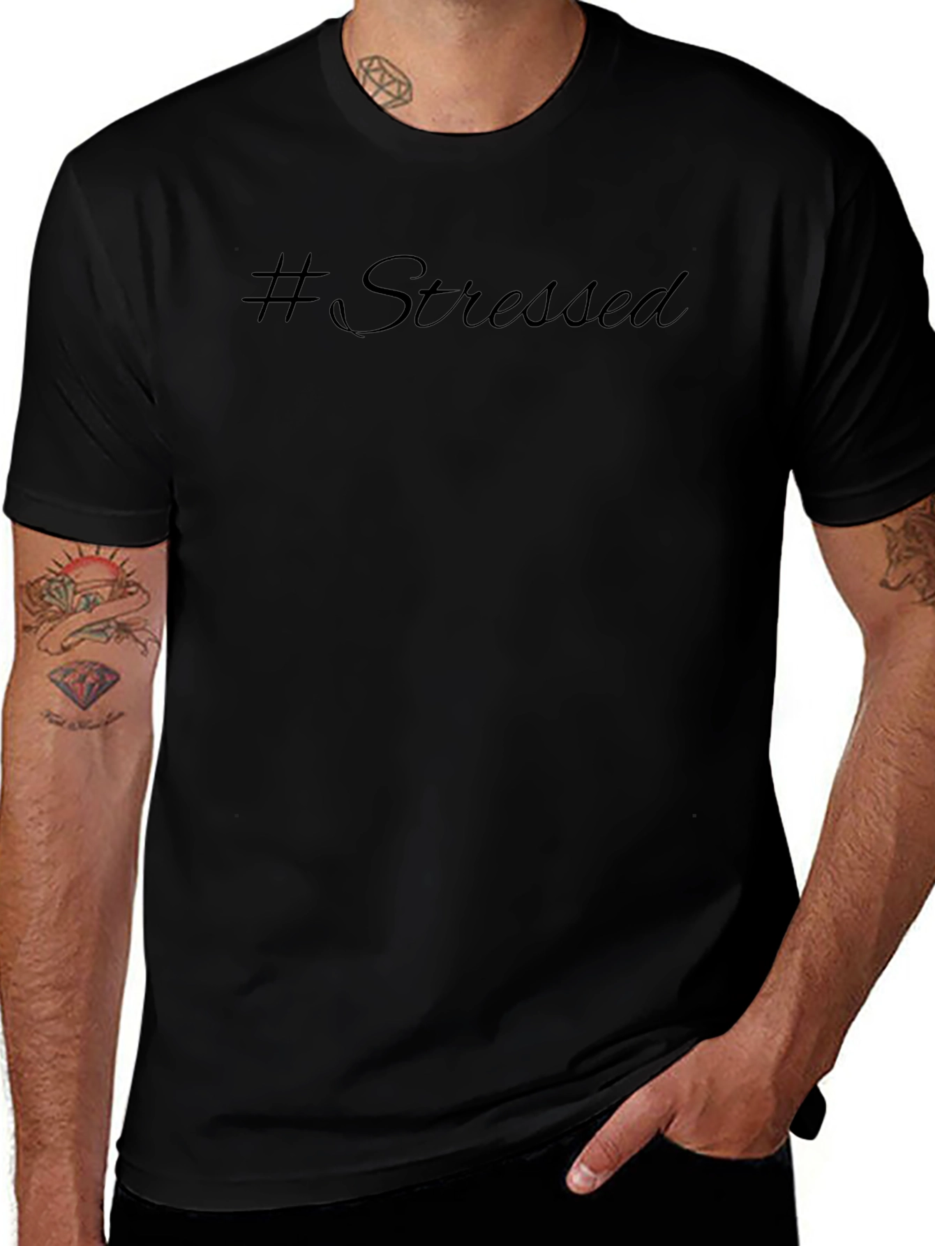 #Stressed Black Graphic T-Shirt