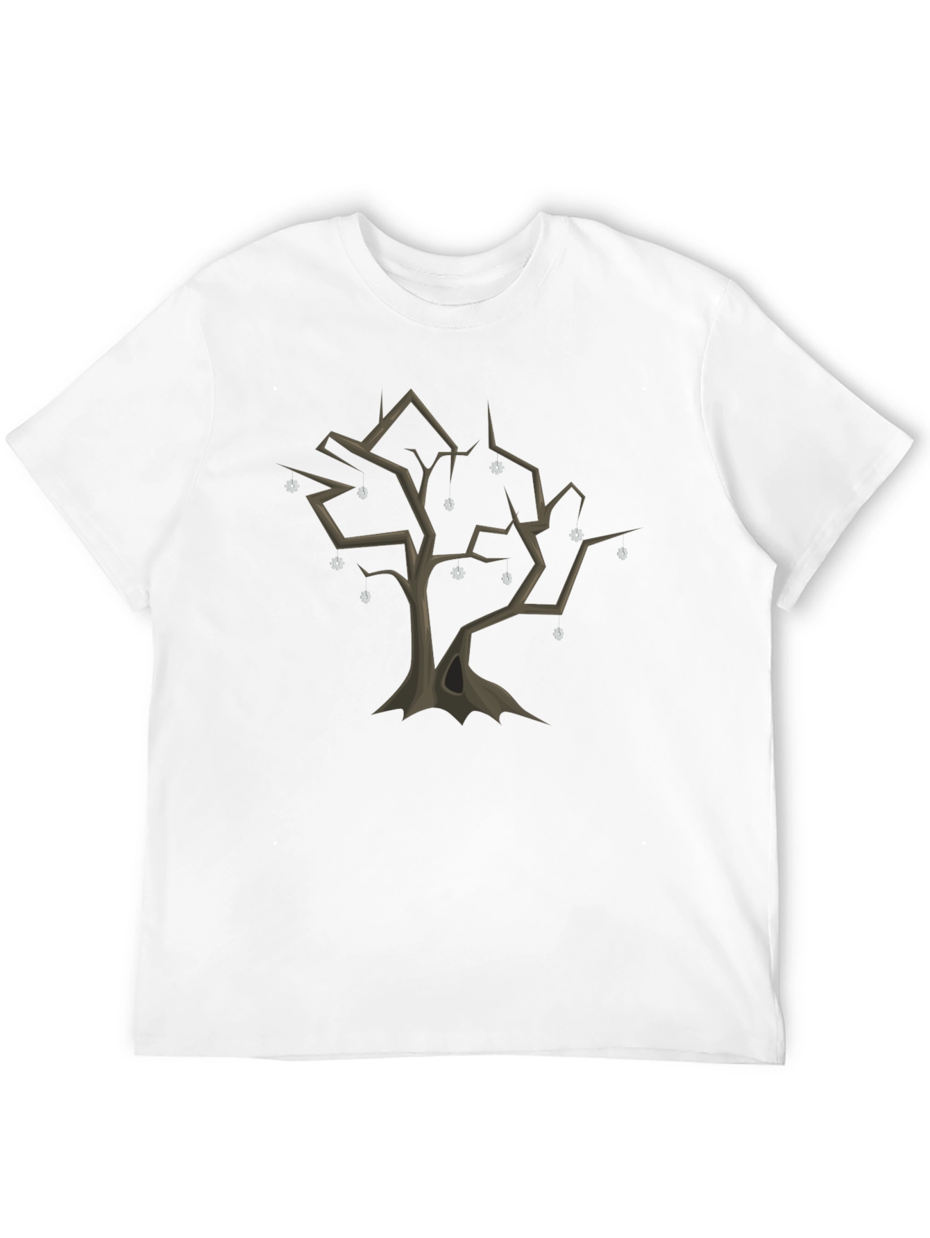 Spooky Tree Graphic Tee - Black Cotton Casual Shirt