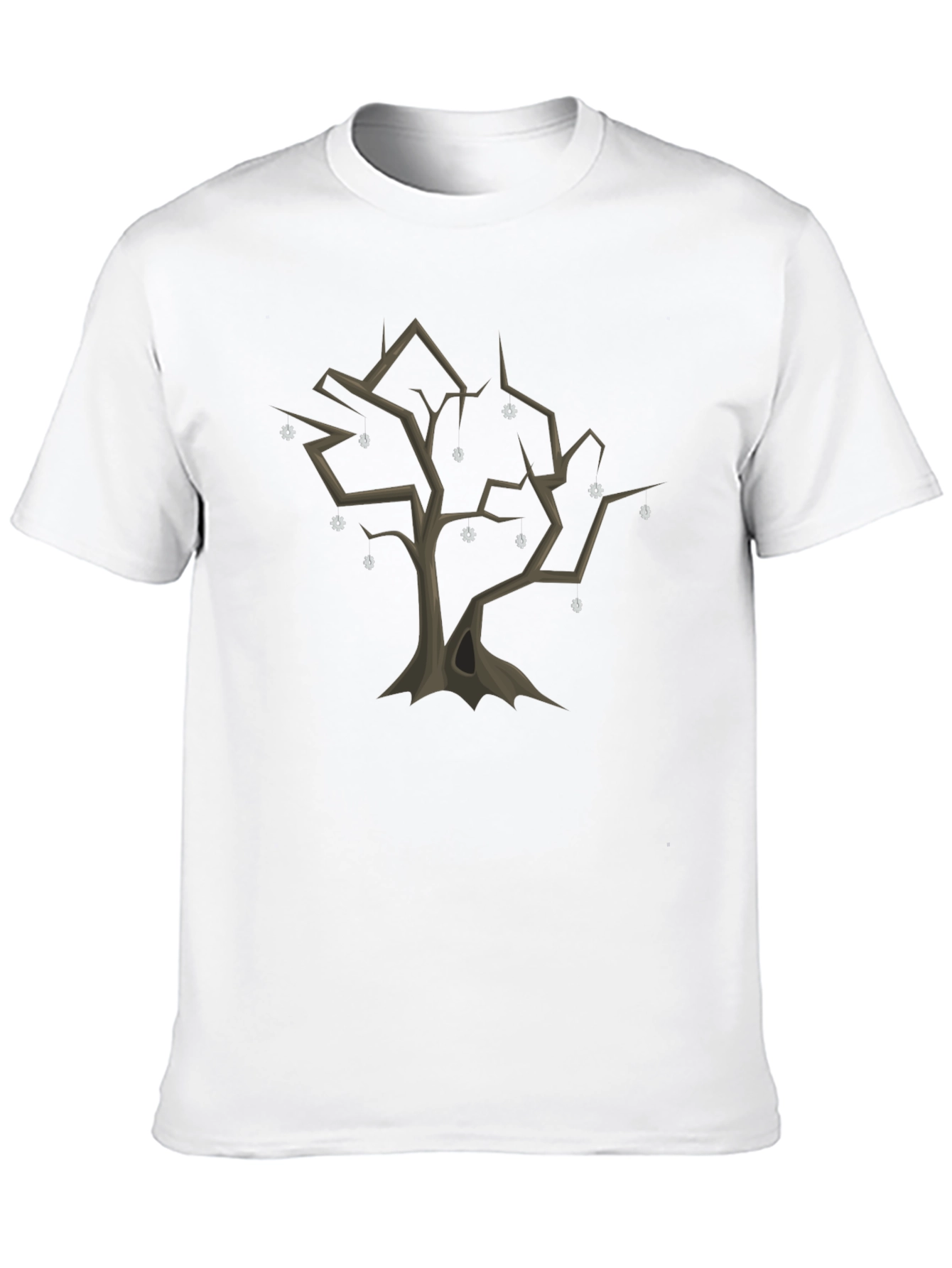 Spooky Tree Graphic Tee - Black Cotton Casual Shirt