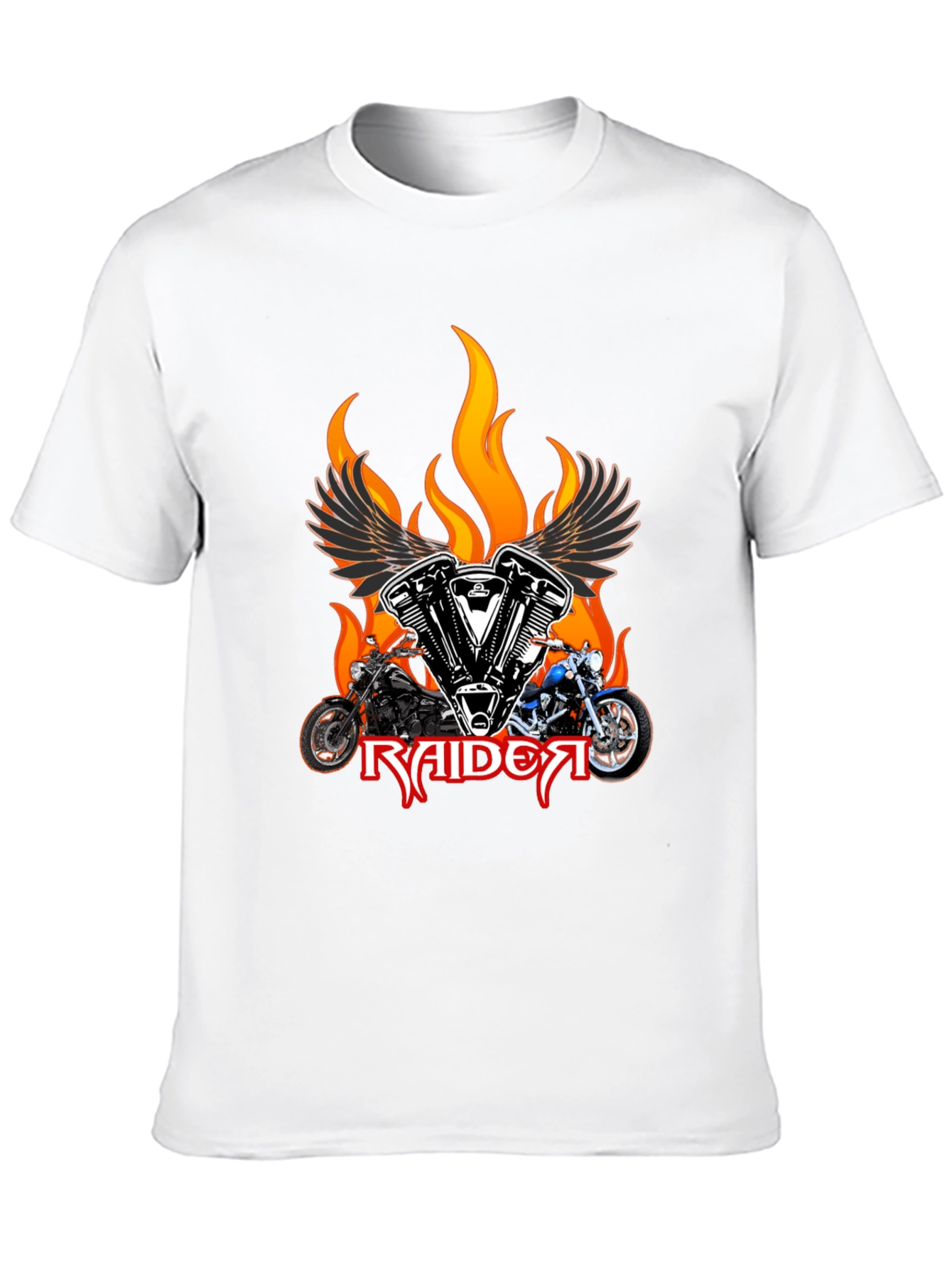 Raider Motorcycle T-Shirt - Flaming Wings