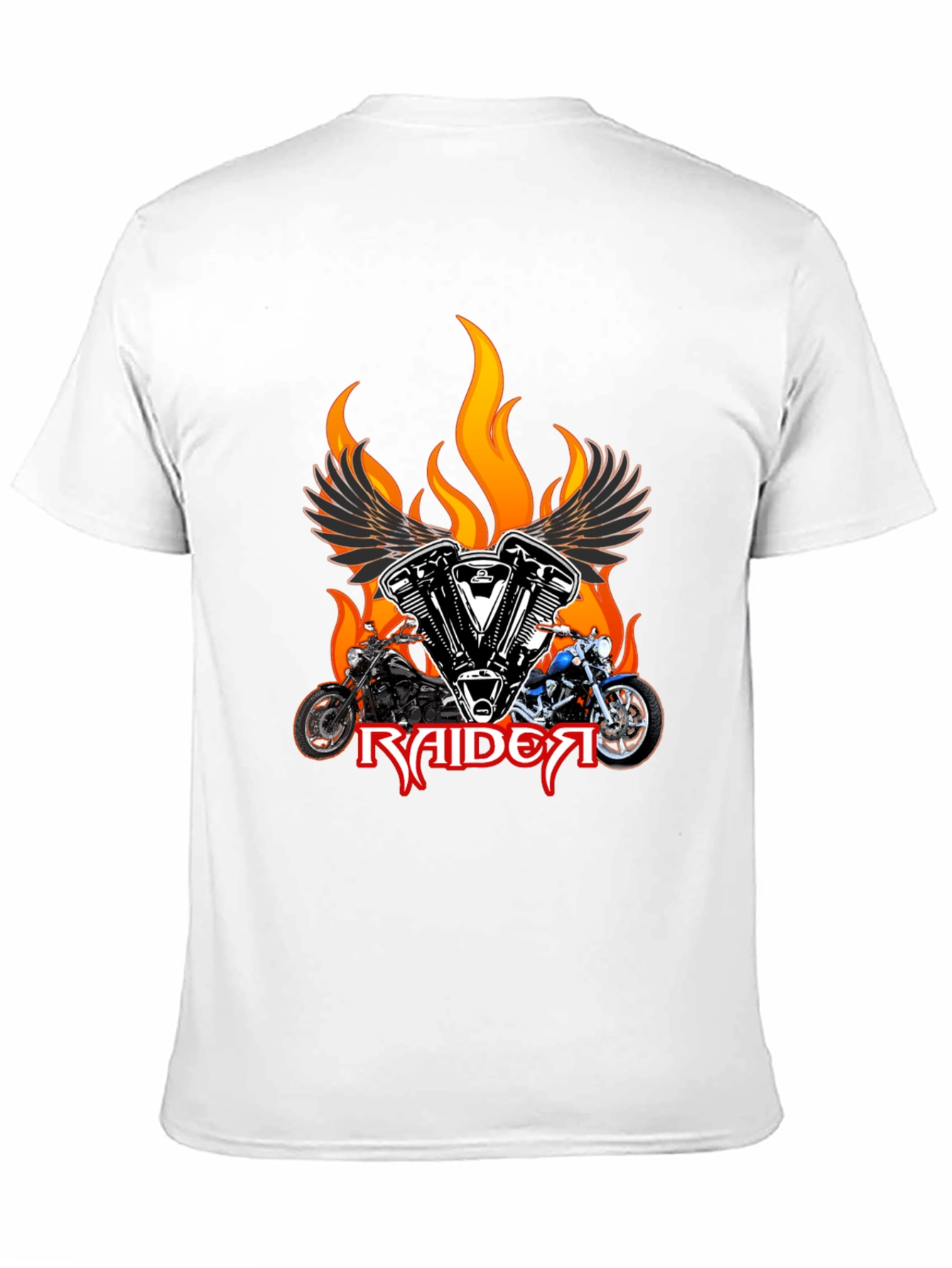 Raider Motorcycle T-Shirt - Flaming Wings