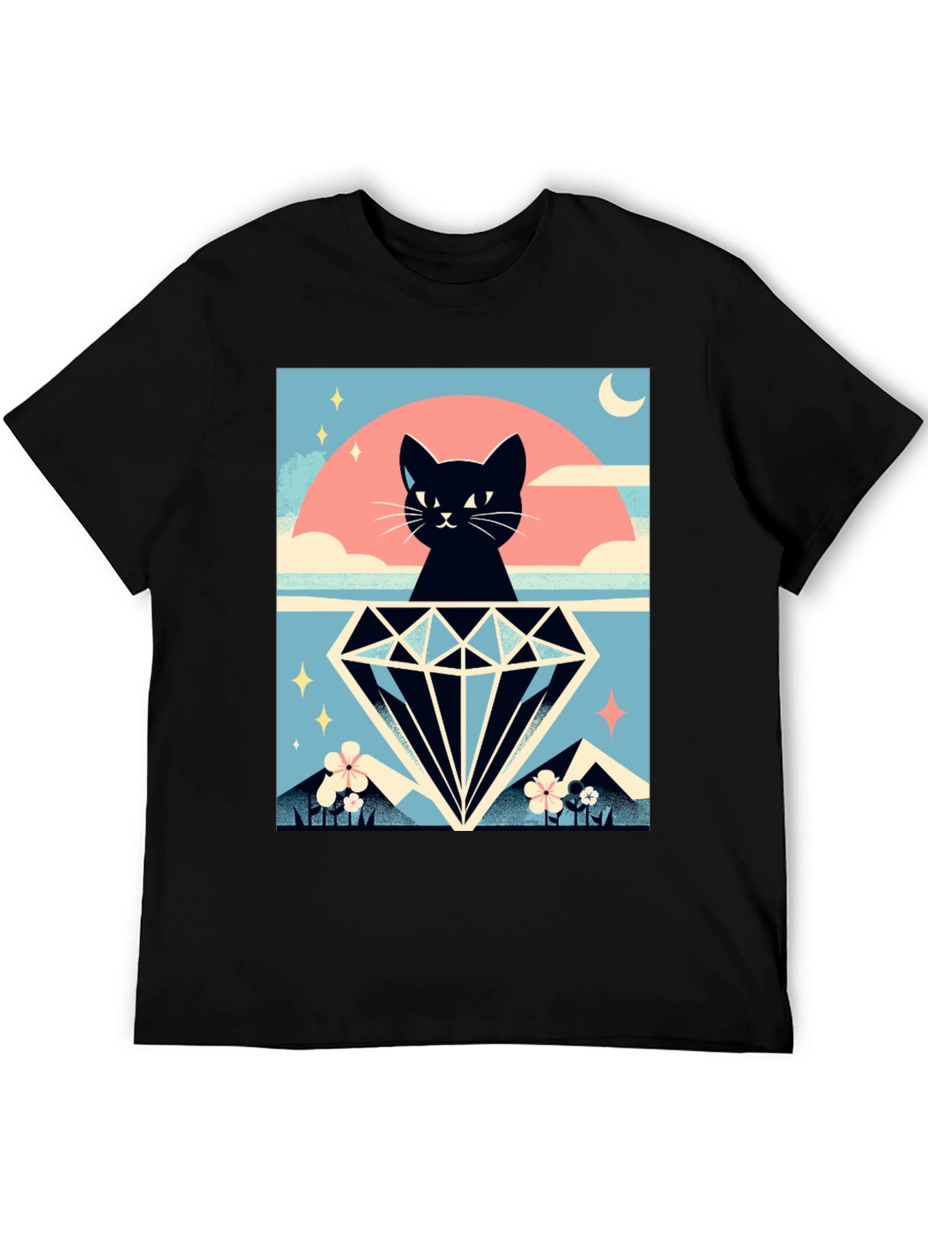 Black Cat Diamond Graphic Tee
