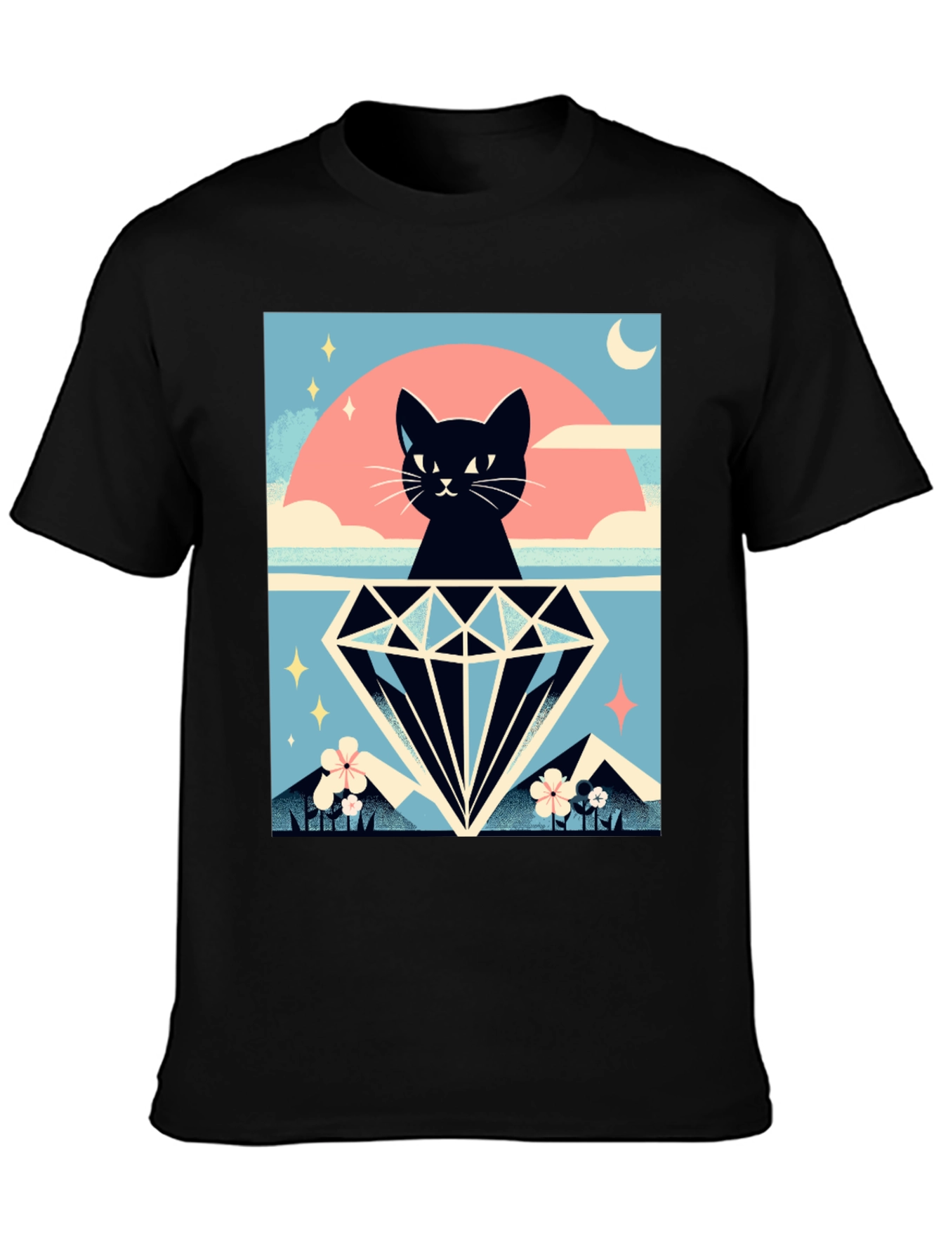 Black Cat Diamond Graphic Tee
