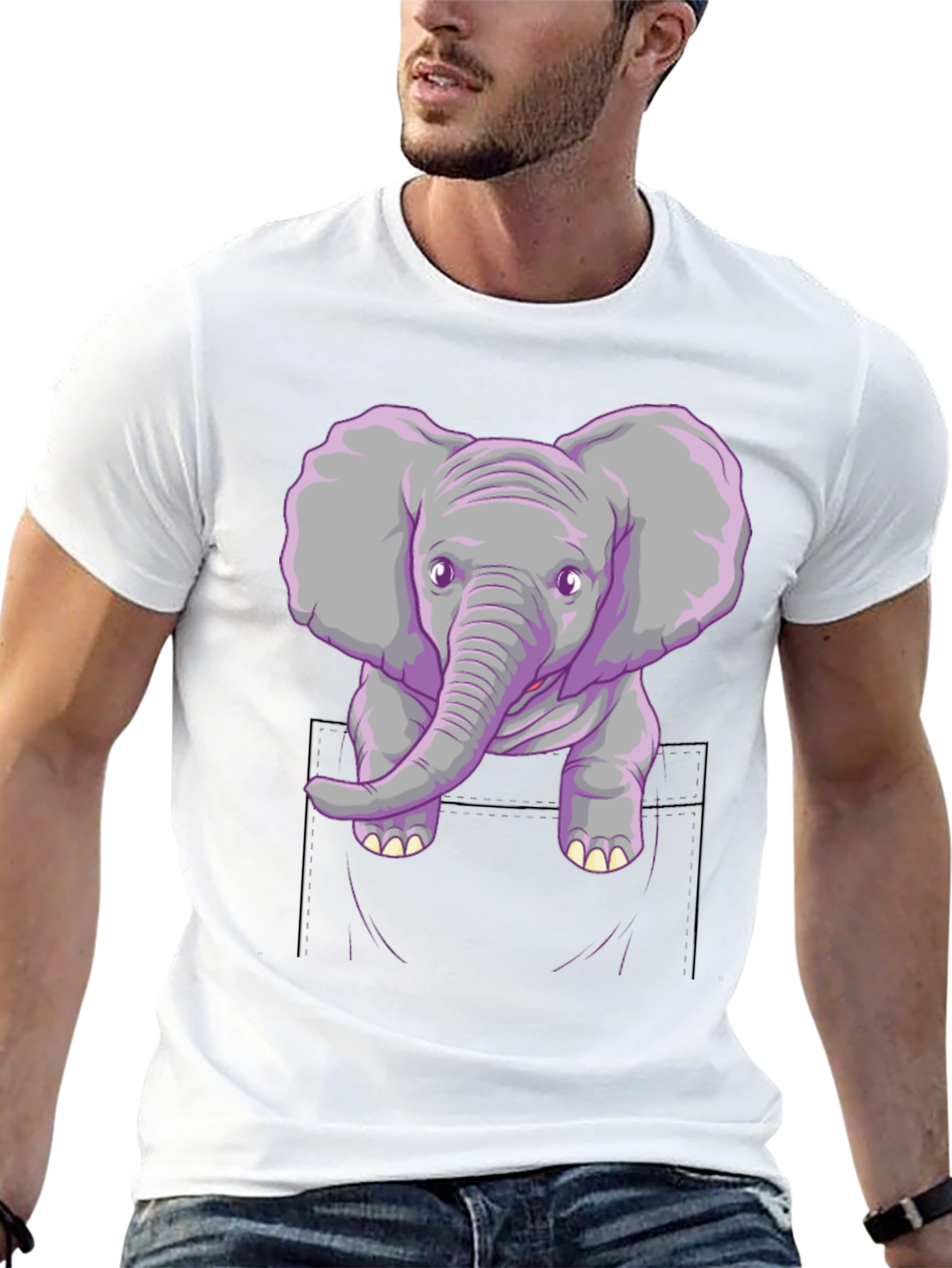 Elephant Pocket Graphic Tee - Unisex Casual Shirt