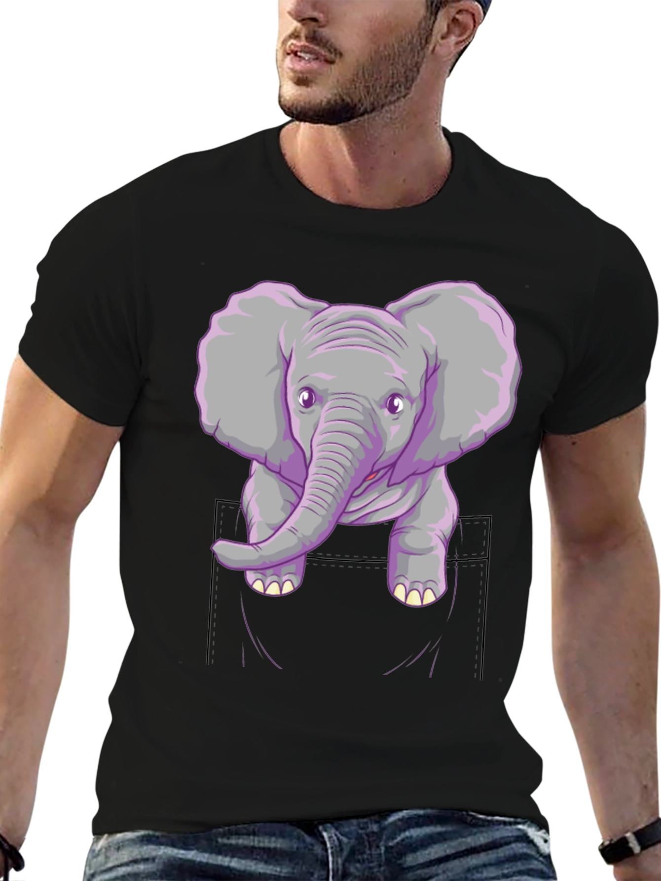 Elephant Pocket Graphic Tee - Unisex Casual Shirt