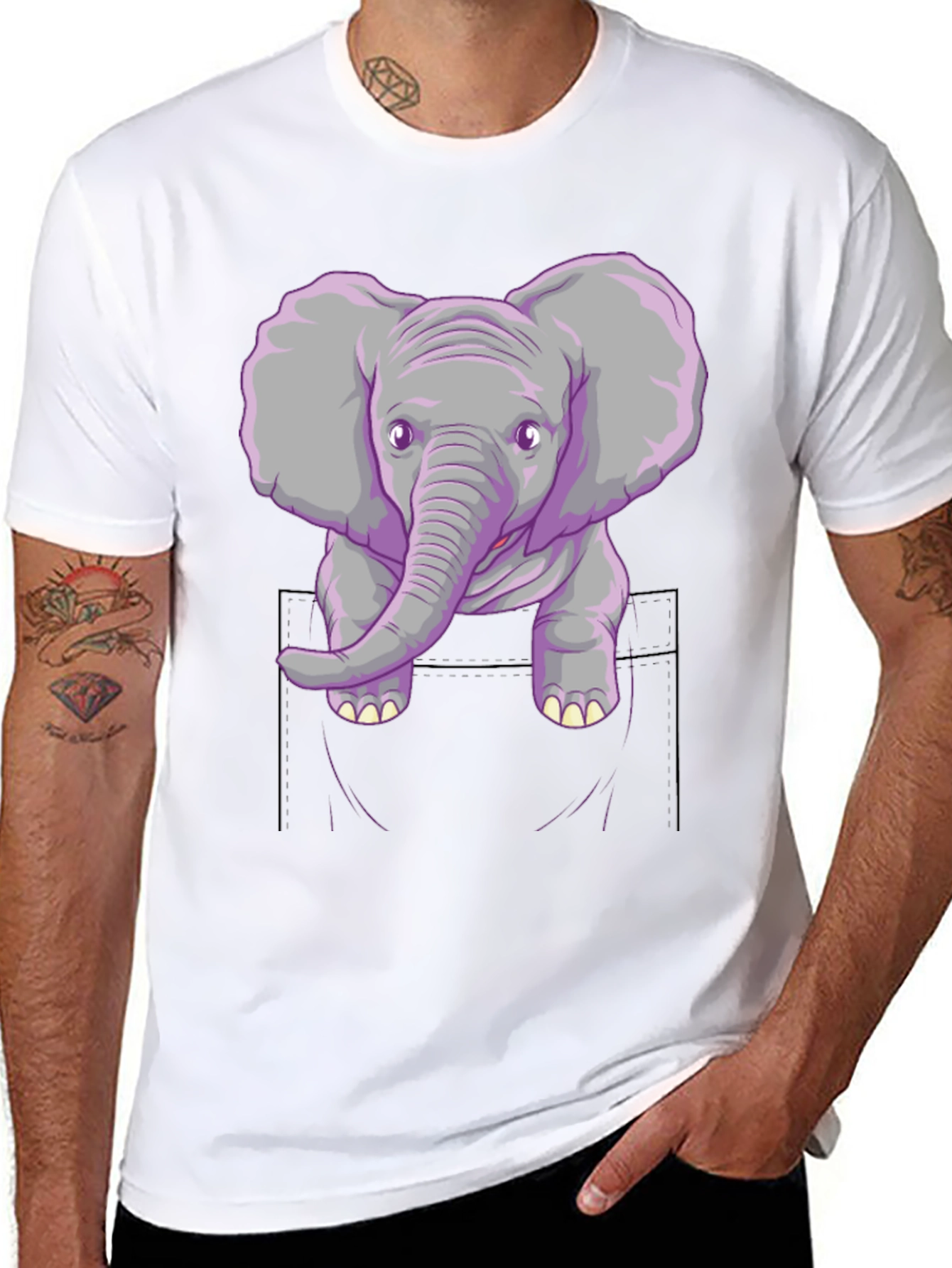 Elephant Pocket Graphic Tee - Unisex Casual Shirt