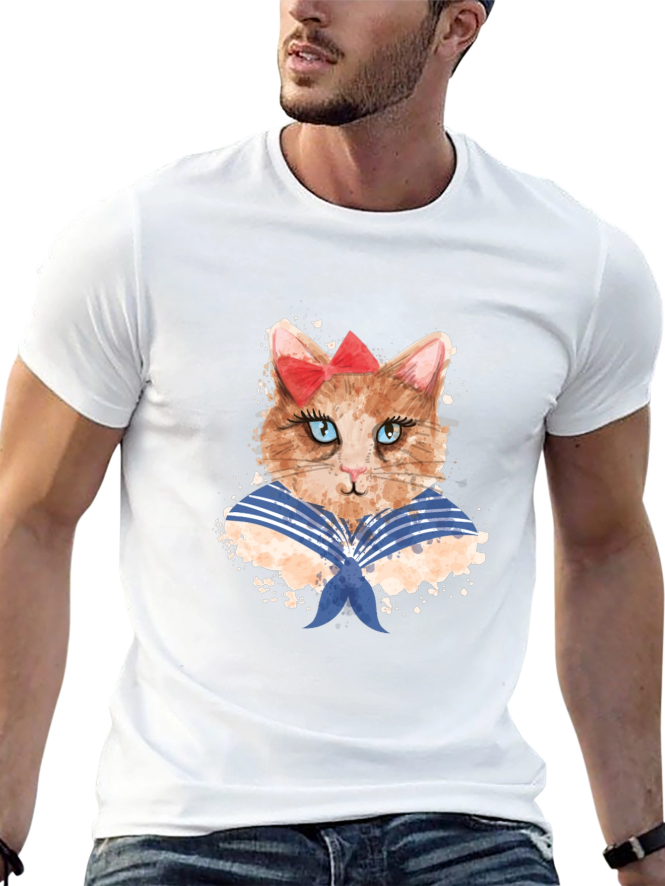 Cat Sailor T-Shirt - Novelty Graphic Tee