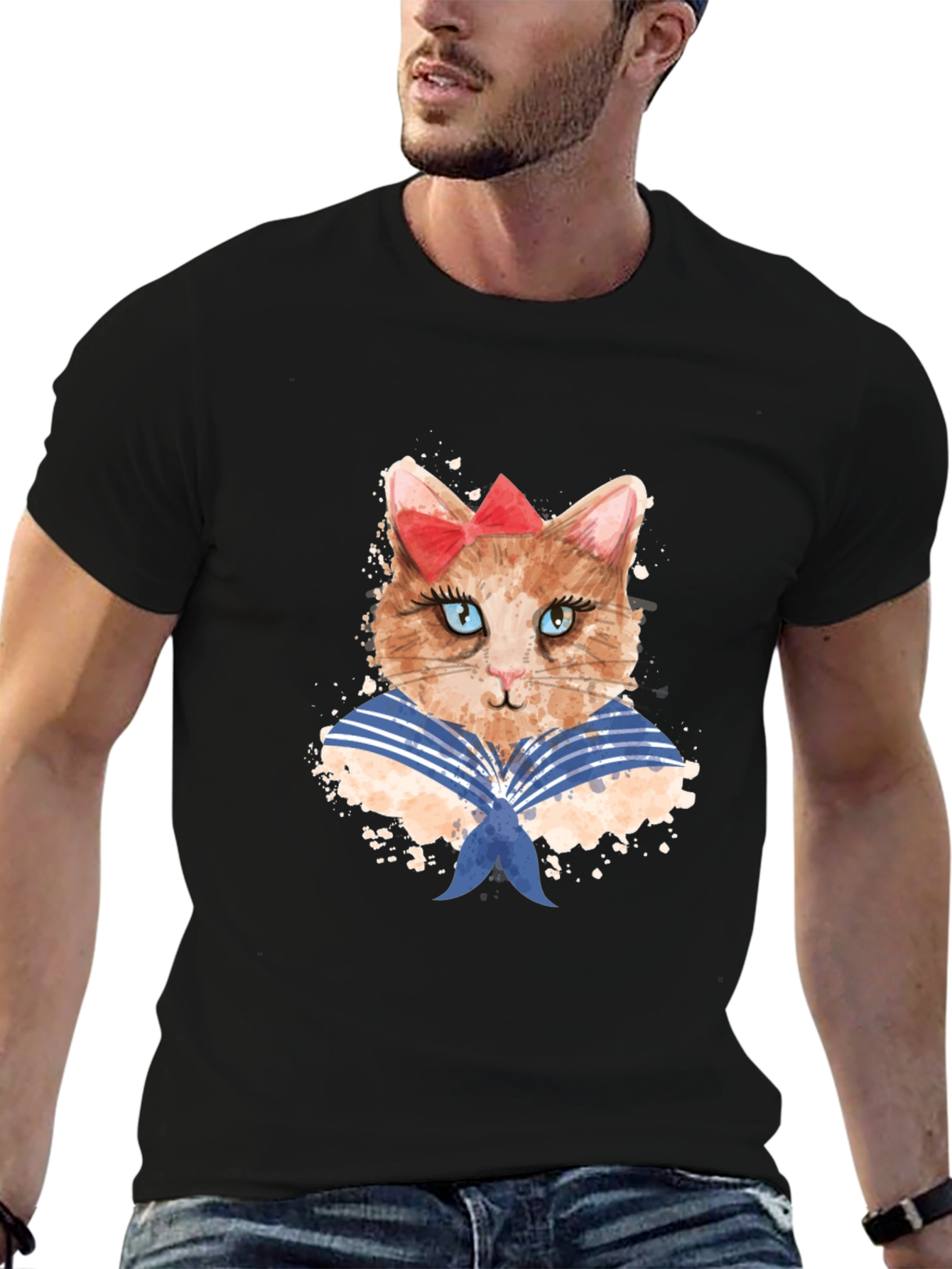 Cat Sailor T-Shirt - Novelty Graphic Tee
