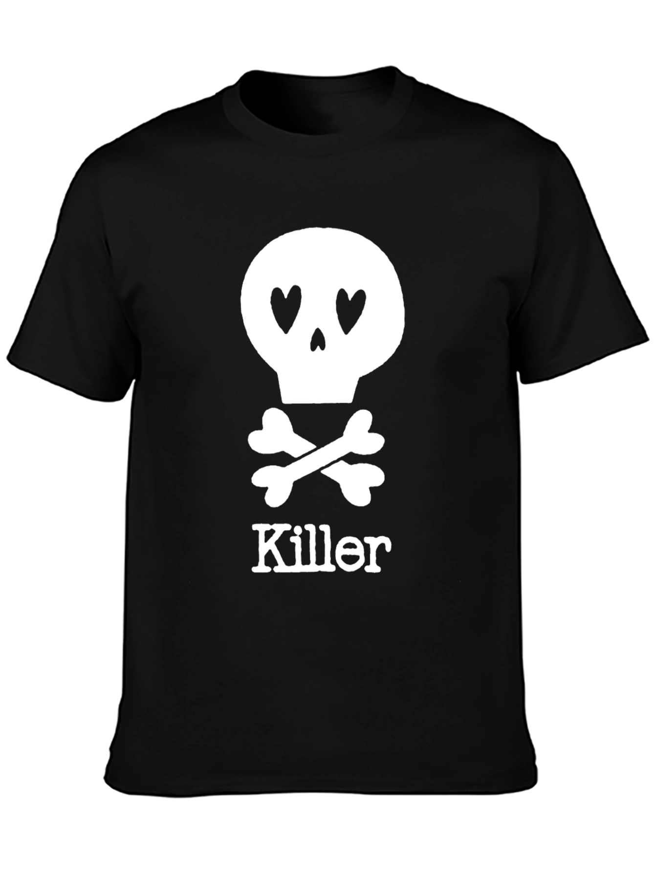 Killer Heart Eyes Skull Graphic T-Shirt