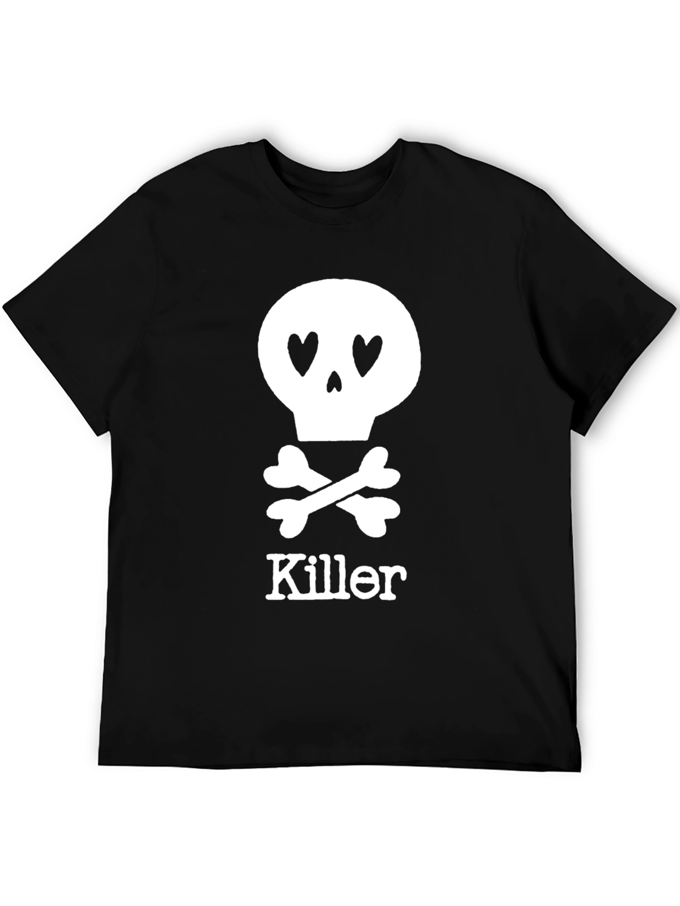 Killer Heart Eyes Skull Graphic T-Shirt