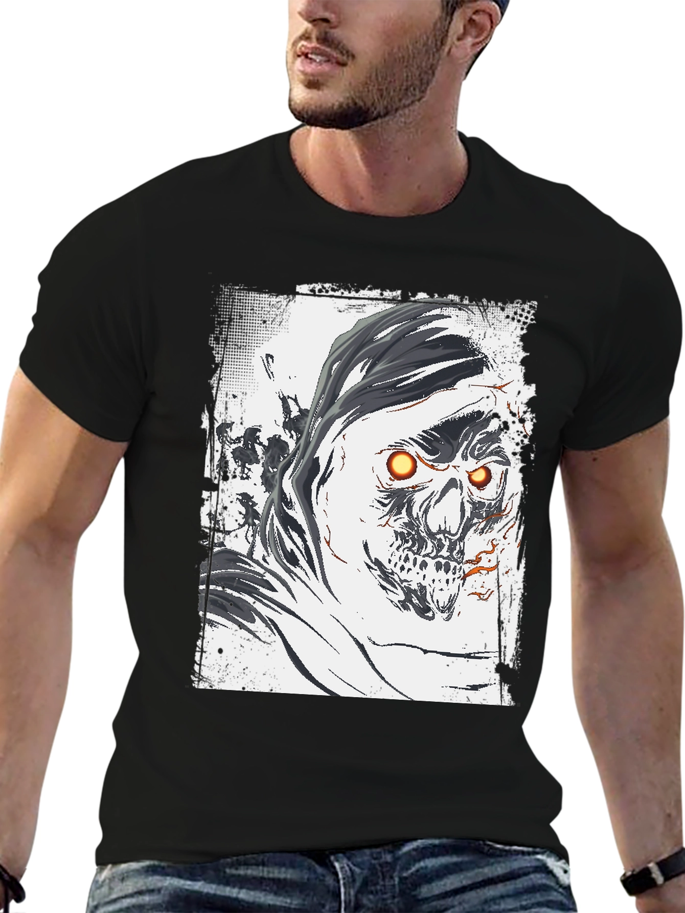 Grim Reaper Graphic Tee - Skull Design