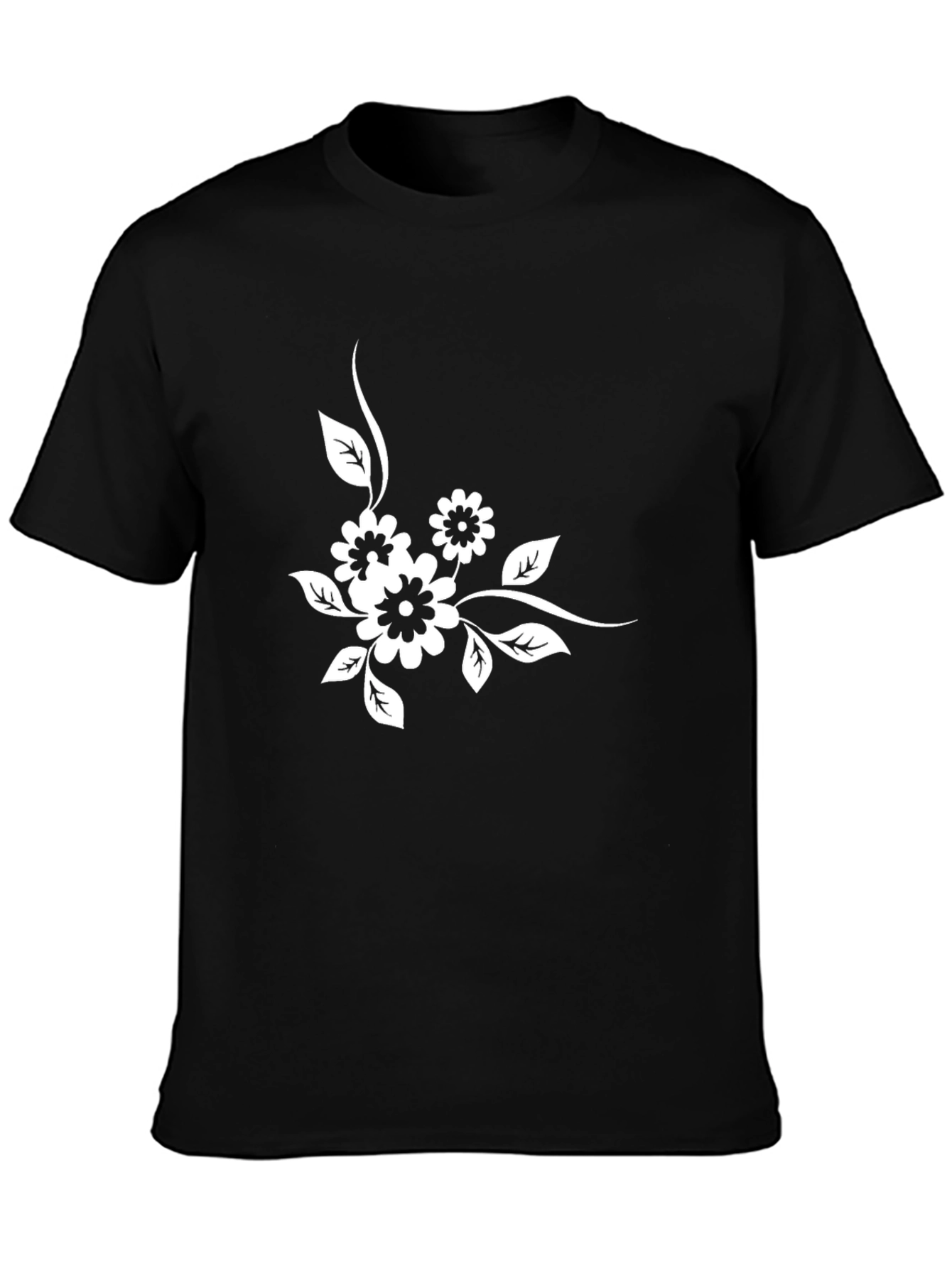 Floral Graphic Black Tee - Casual Style