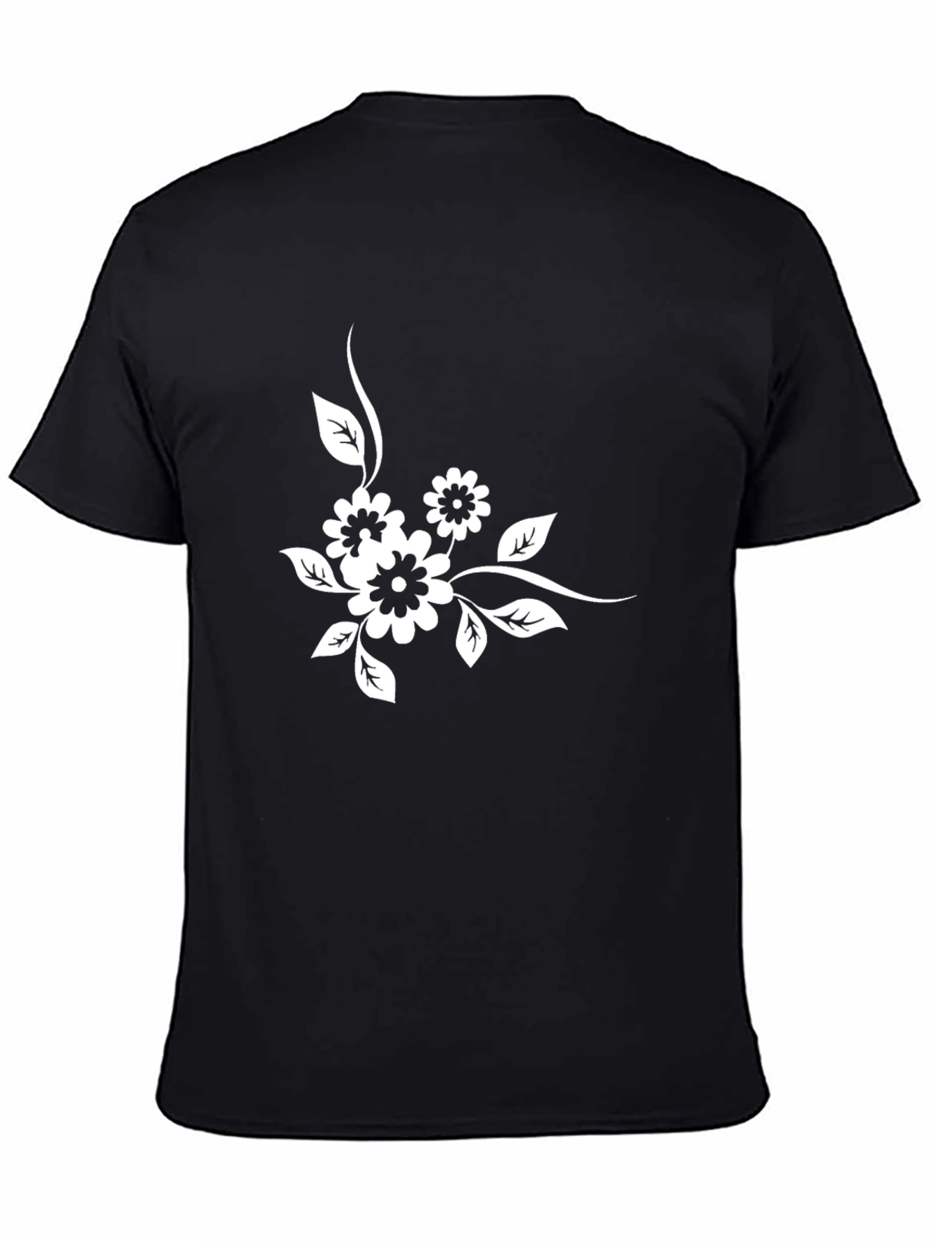 Floral Graphic Black Tee - Casual Style