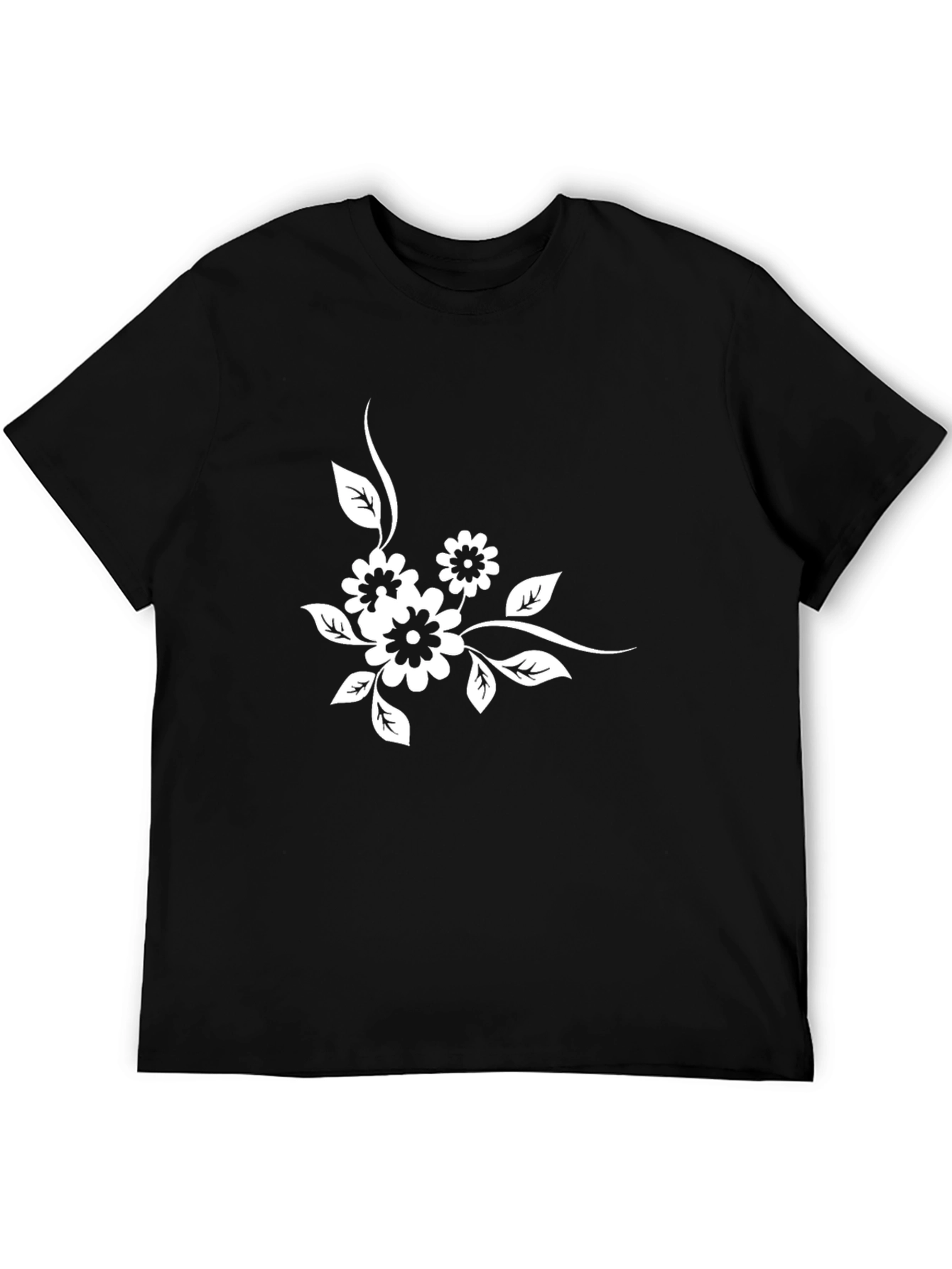 Floral Graphic Black Tee - Casual Style