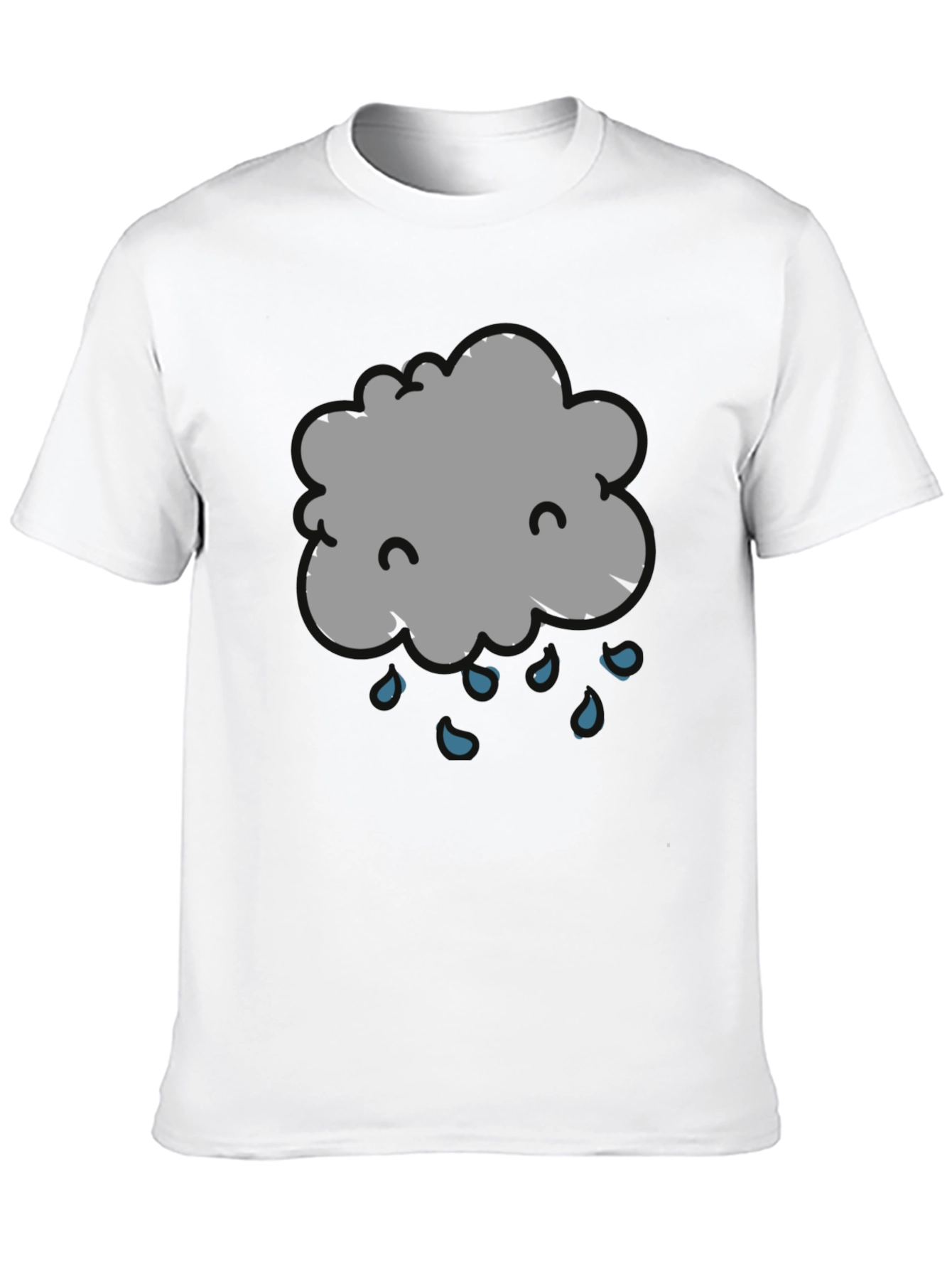 Rain Cloud Graphic Tee - Black Cotton T-Shirt