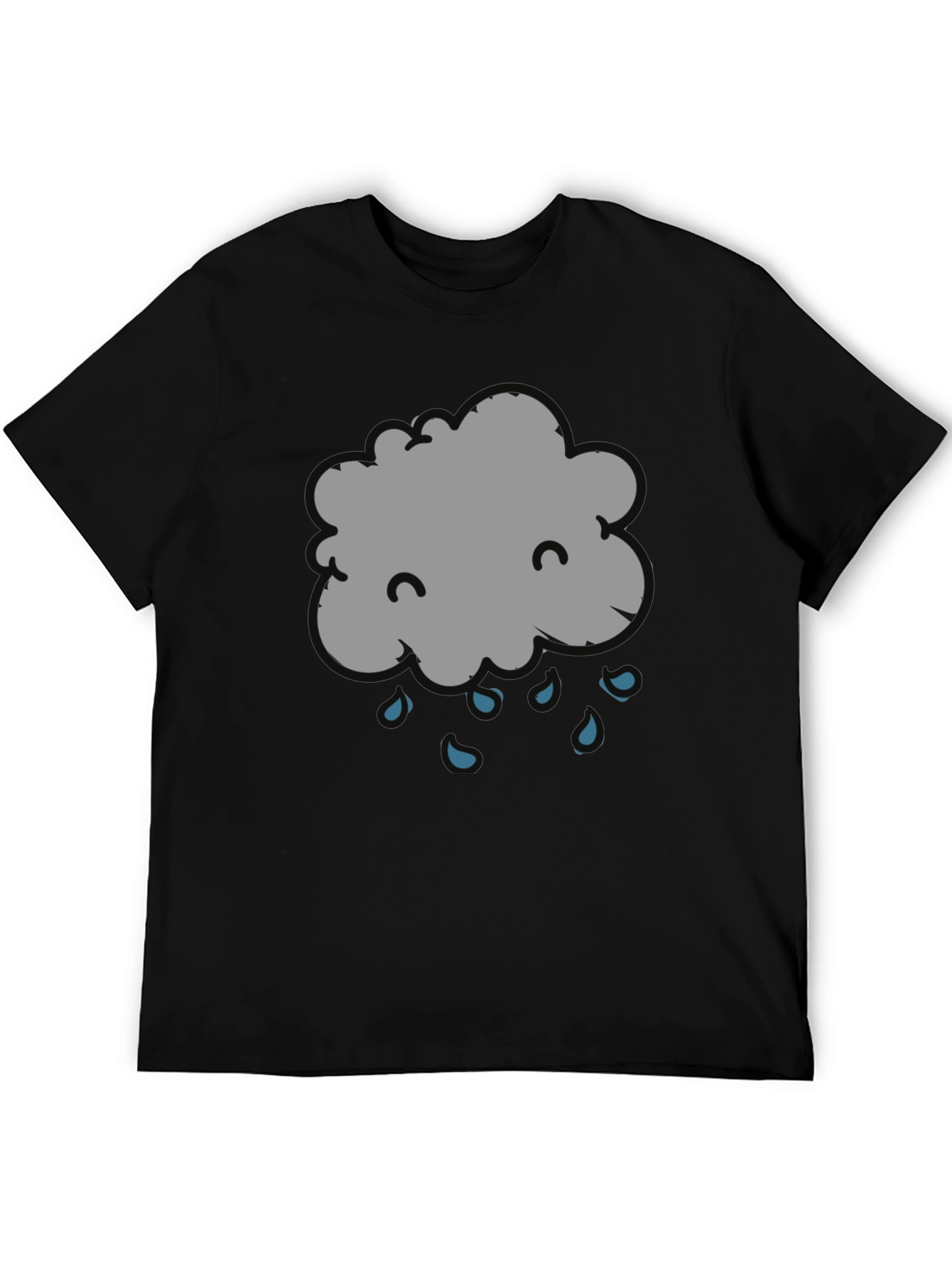 Rain Cloud Graphic Tee - Black Cotton T-Shirt