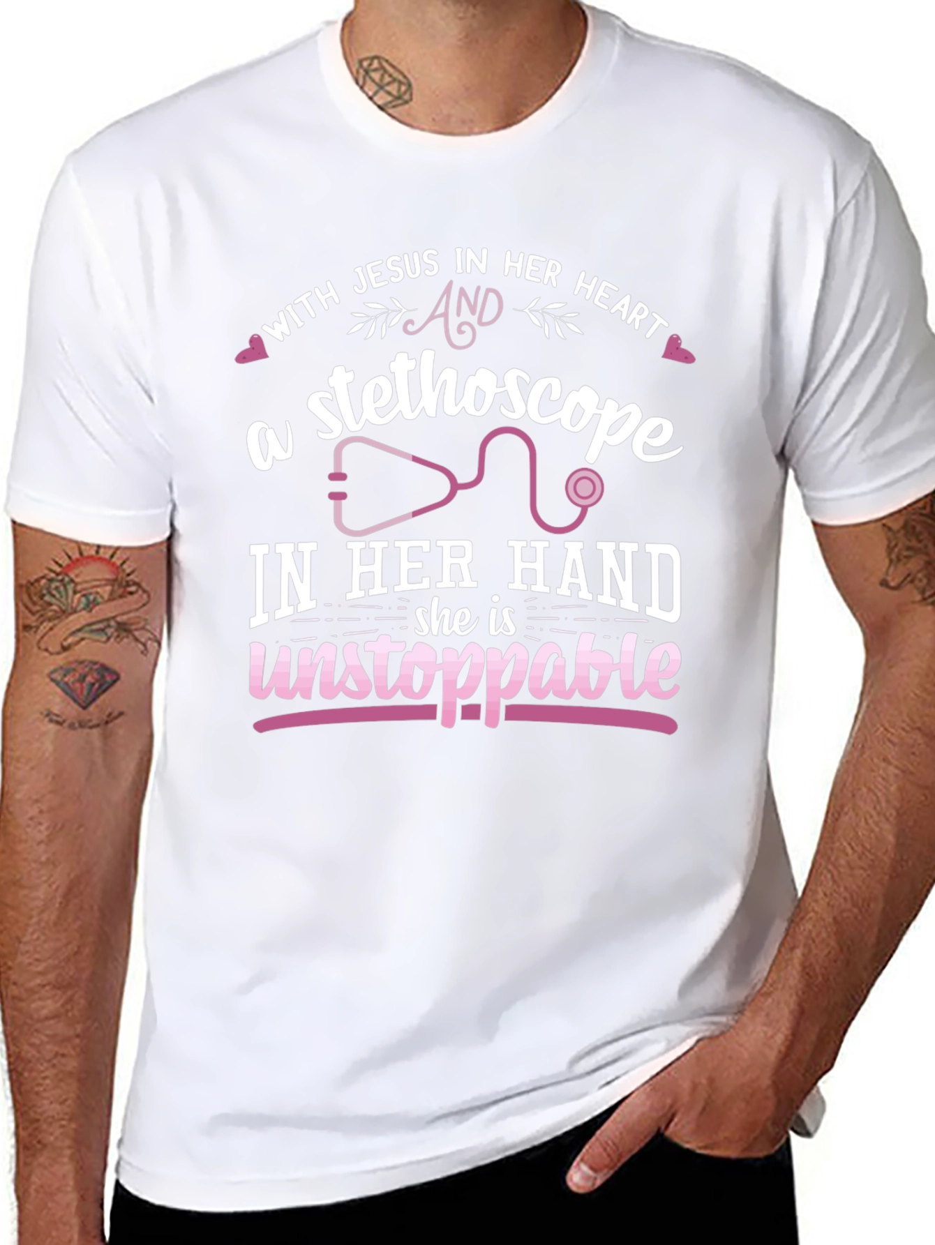 Jesus Heart Stethoscope Womens T-Shirt