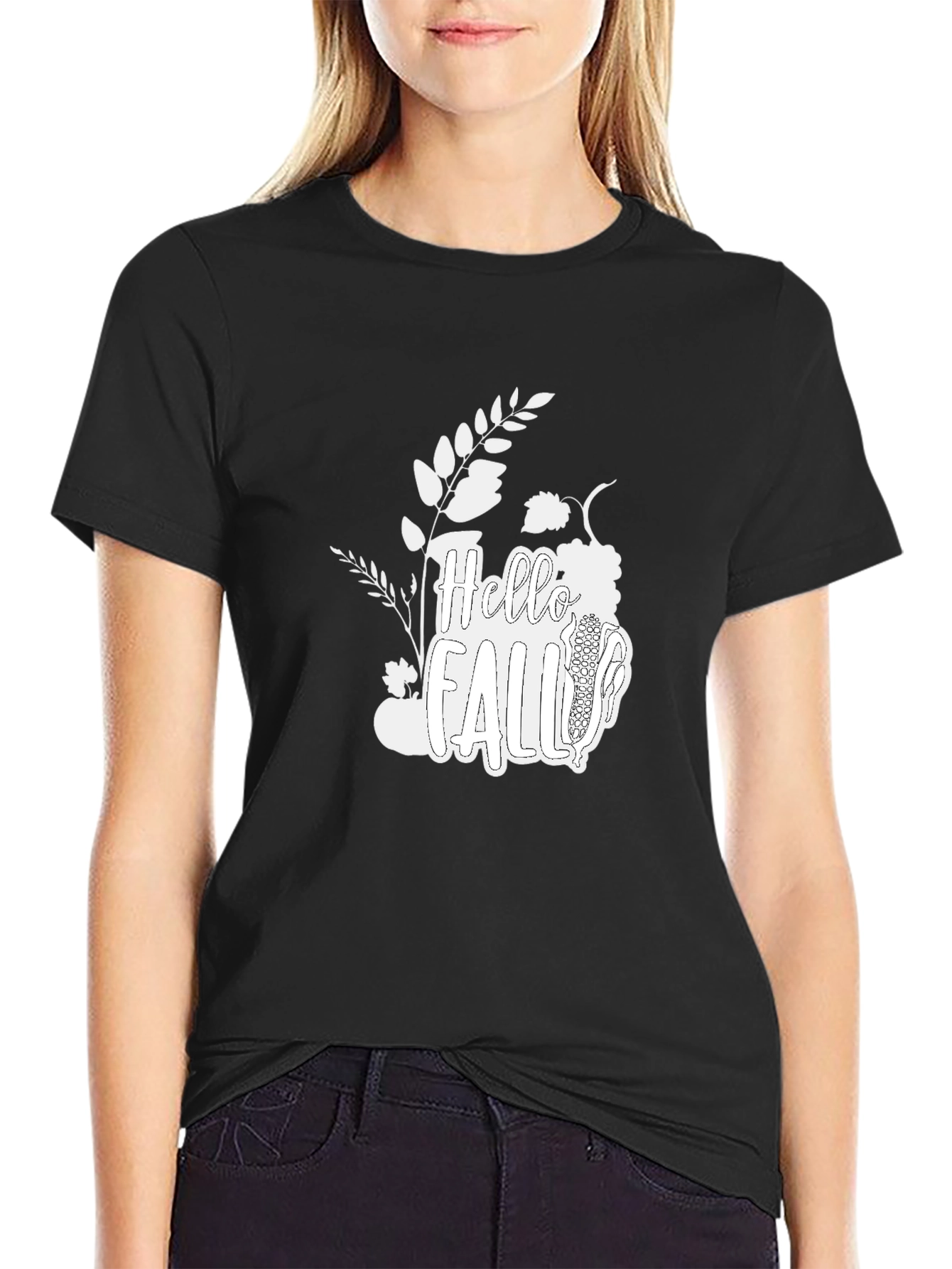 Hello Fall T-Shirt: Autumn Harvest Design