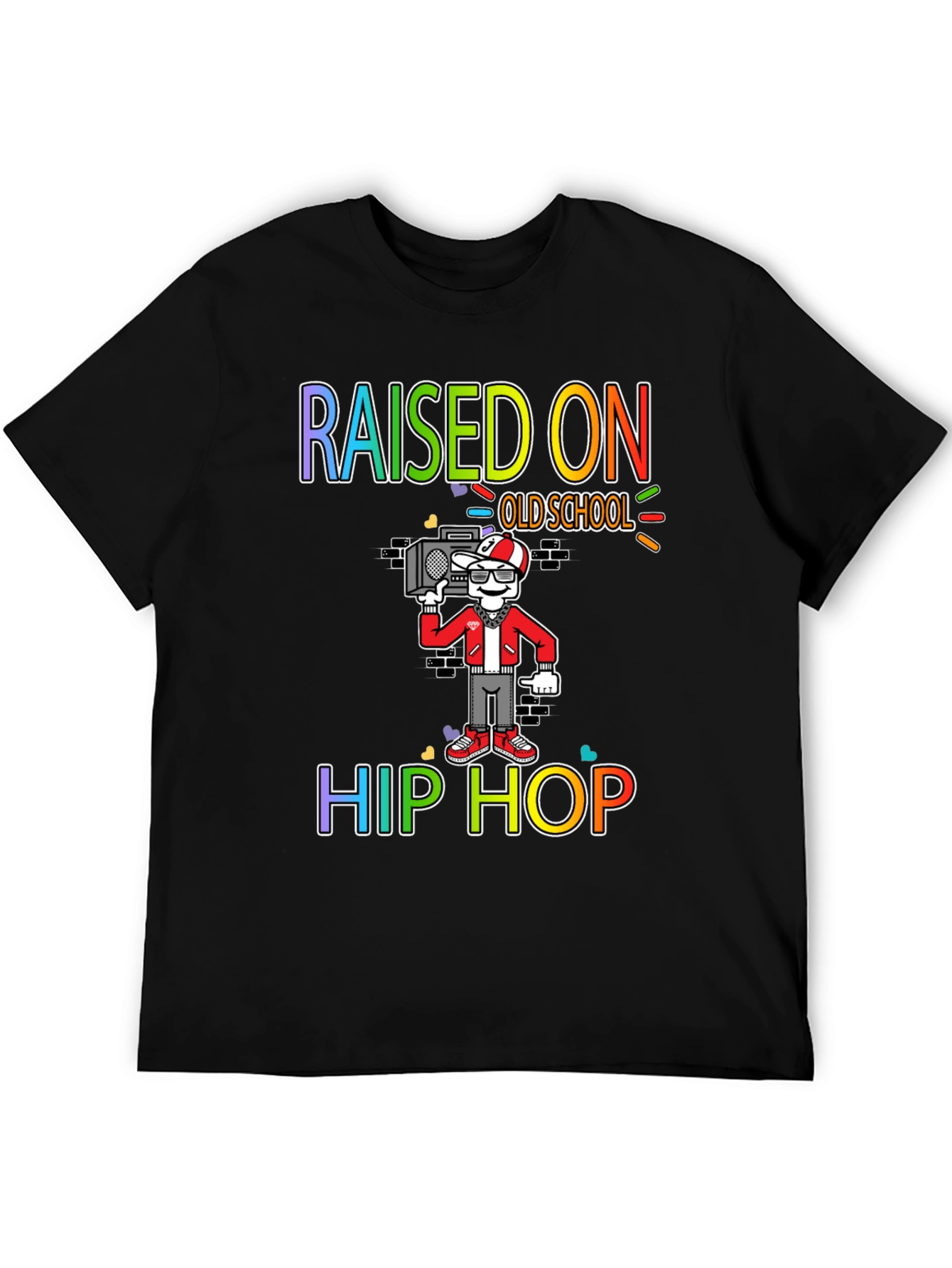 Raised on Old School Hip Hop Black T-Shirt
