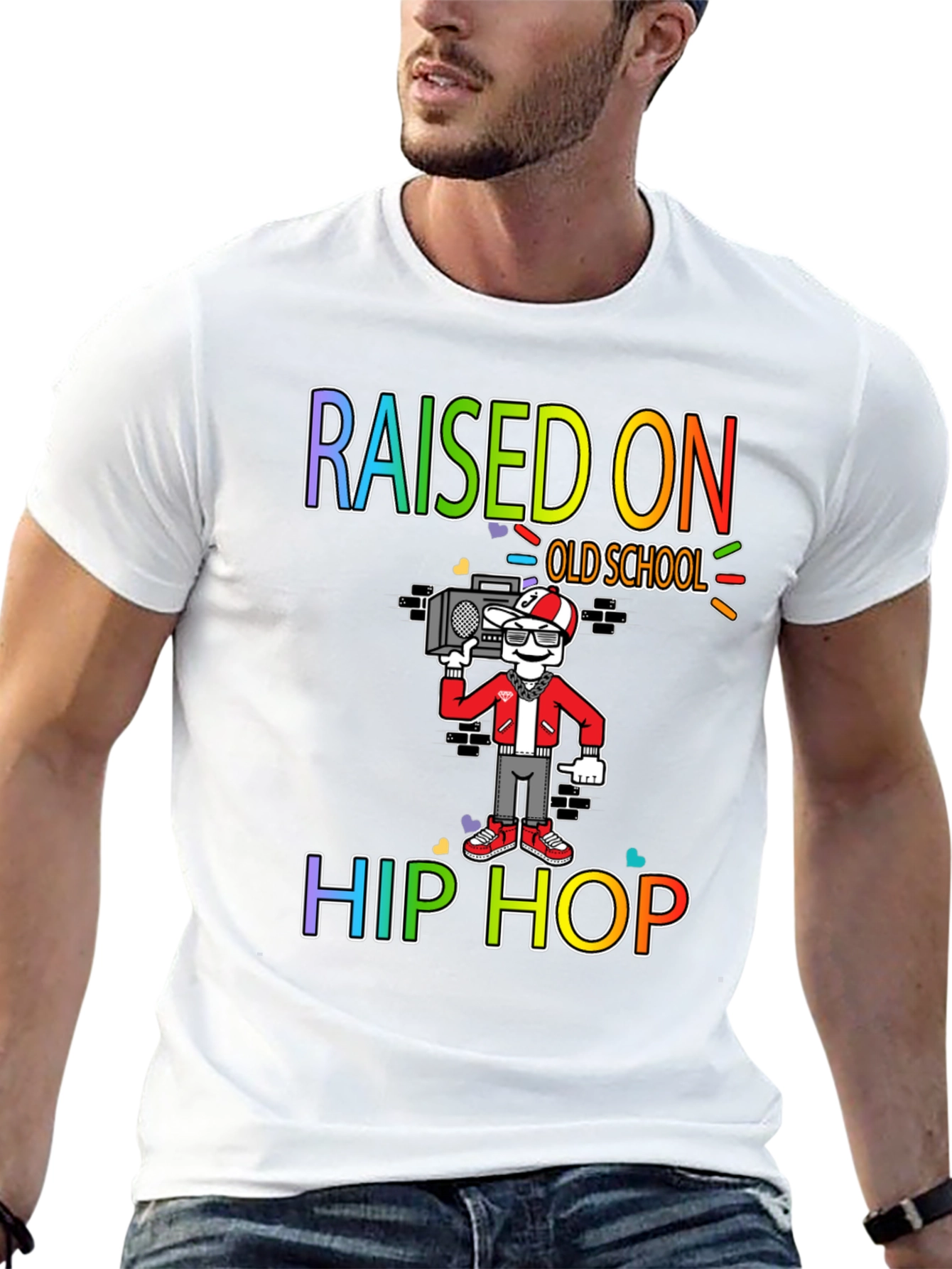 Raised on Old School Hip Hop Black T-Shirt