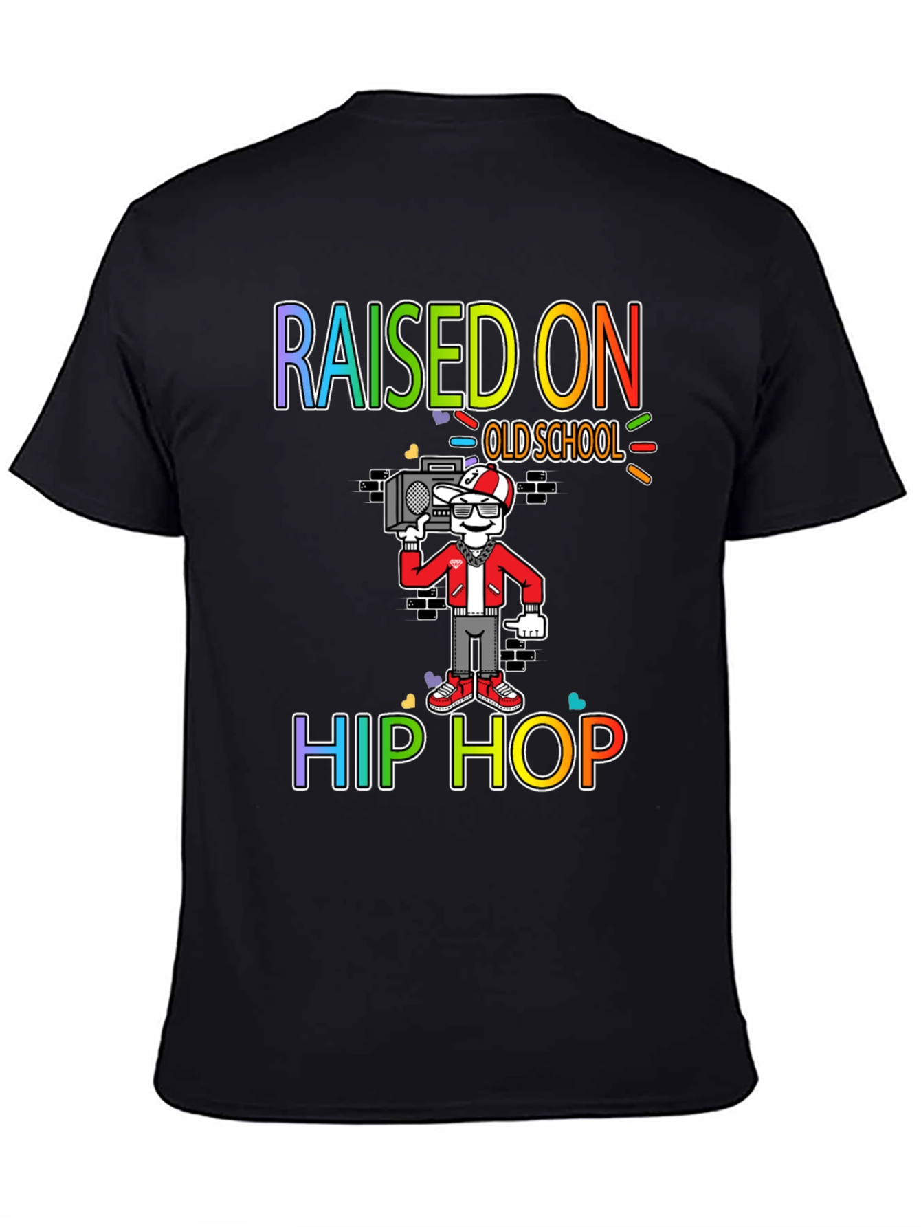 Raised on Old School Hip Hop Black T-Shirt