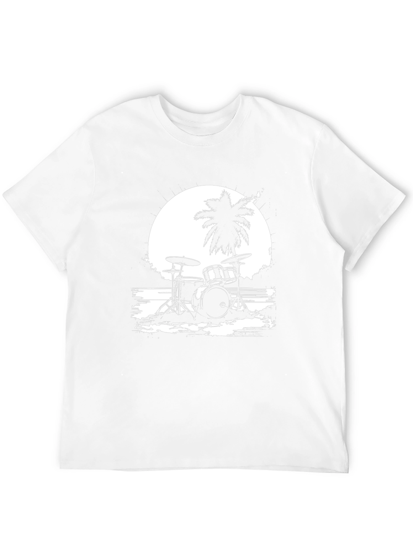 Black Drum Set Palm Tree Graphic Tee