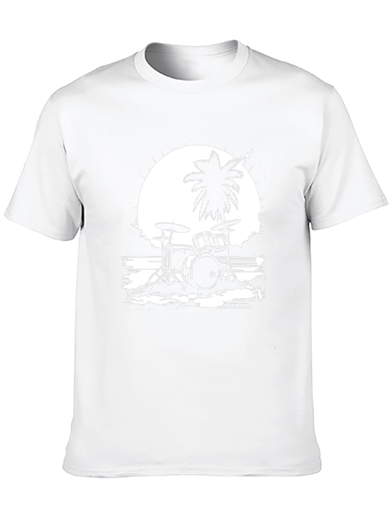 Black Drum Set Palm Tree Graphic Tee