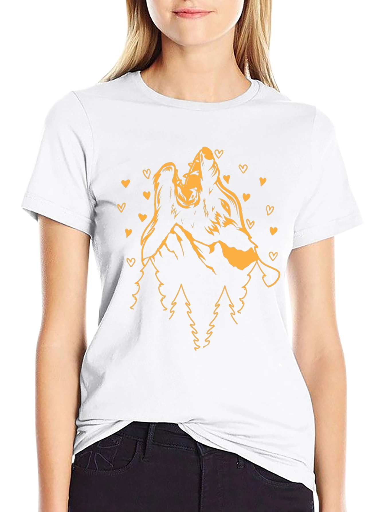 Wolf Couple Love Mountain T-Shirt