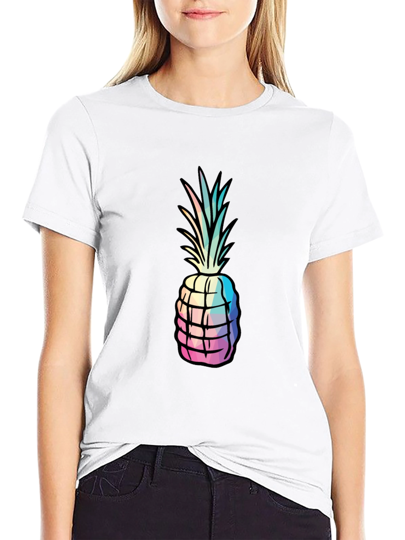 Geometric Pineapple Graphic Tee - Mens Black T-Shirt