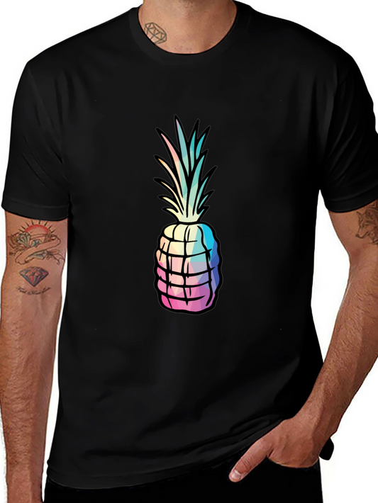 Geometric Pineapple Graphic Tee - Mens Black T-Shirt
