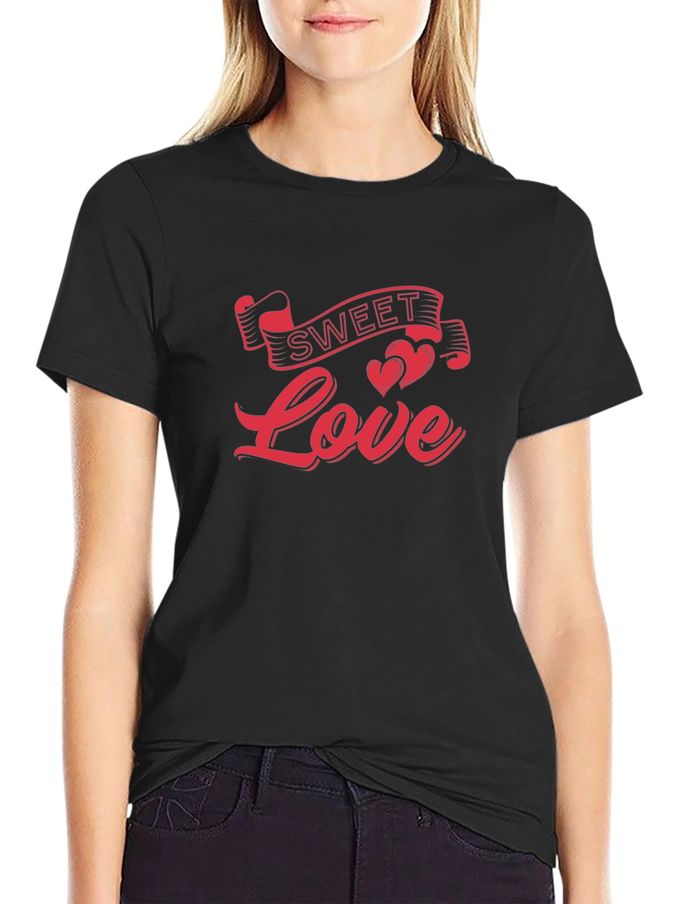 Sweet Love Graphic Black T-Shirt