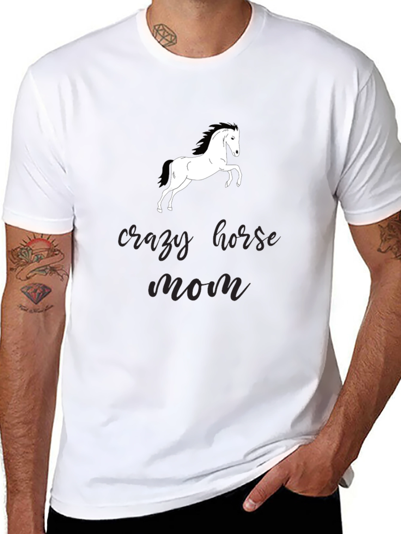Crazy Horse Mom Black Graphic T-Shirt