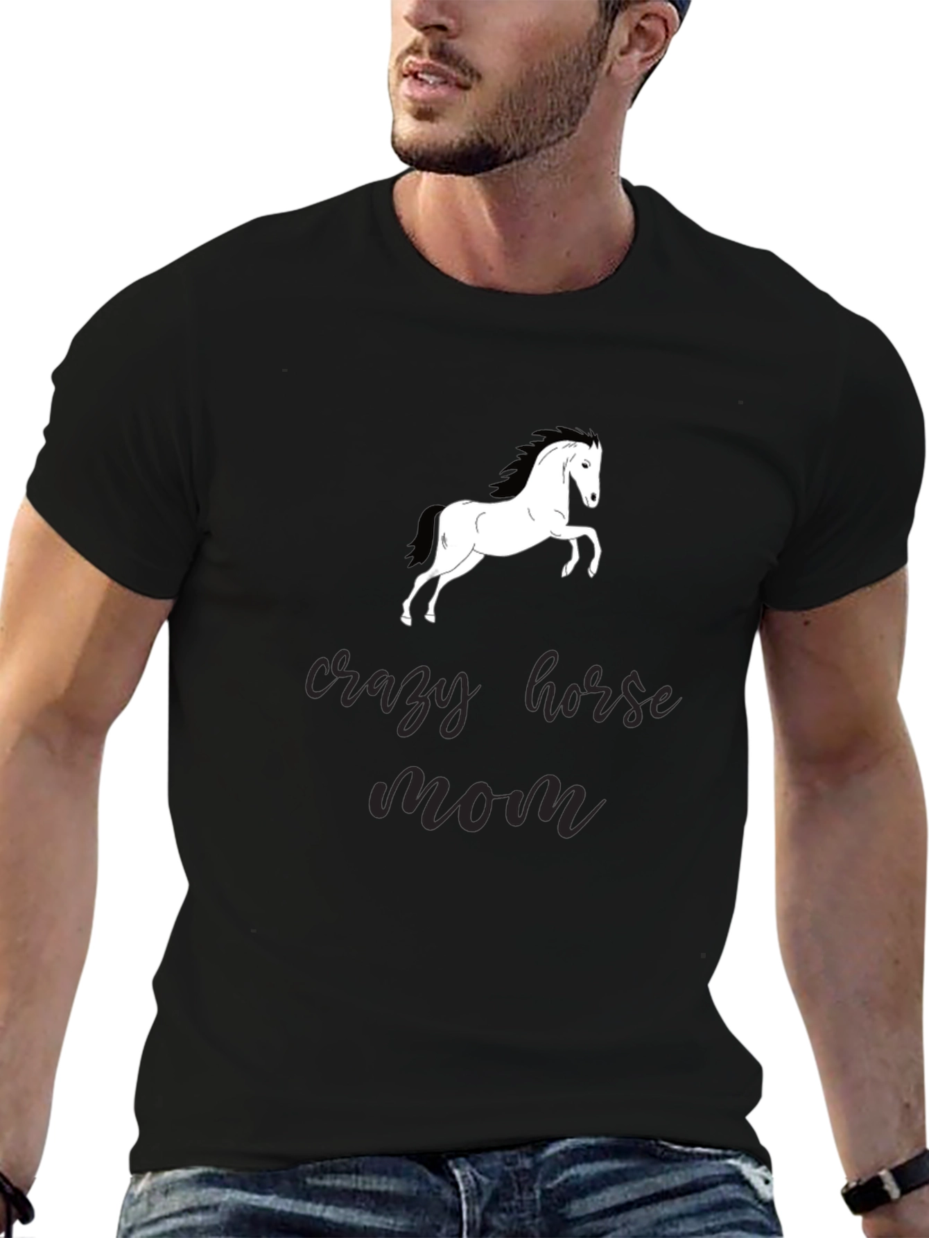 Crazy Horse Mom Black Graphic T-Shirt
