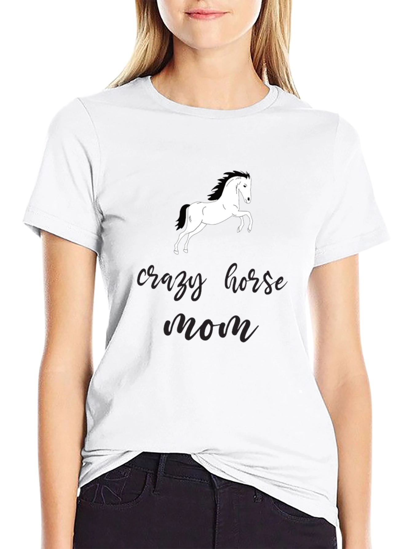 Crazy Horse Mom Black Graphic T-Shirt