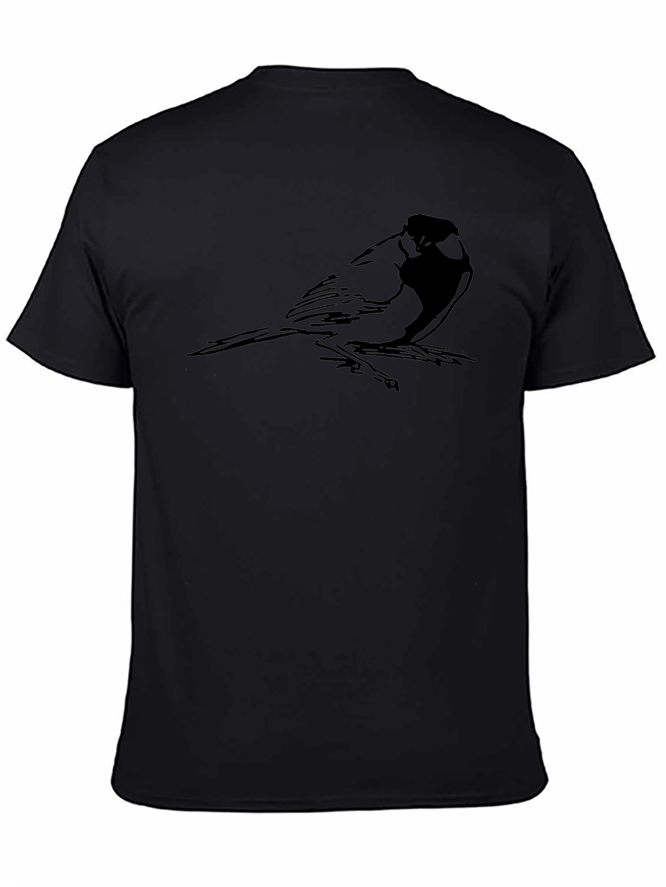 Black T-Shirt with Bird Graphic Print