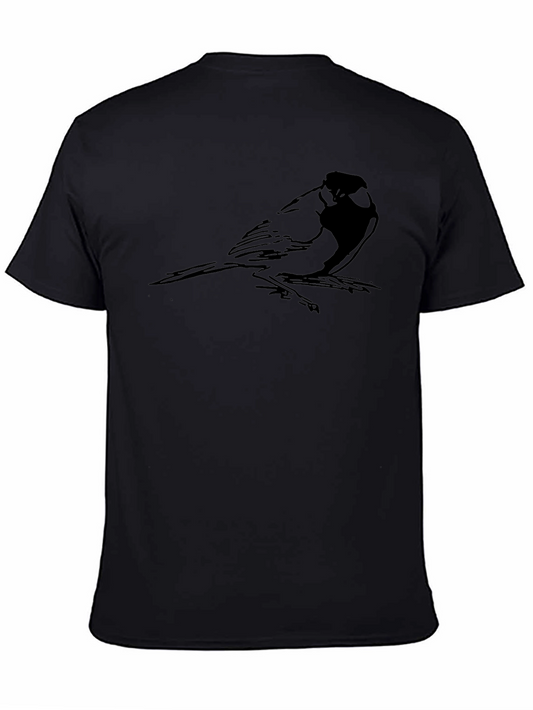 Black T-Shirt with Bird Graphic Print