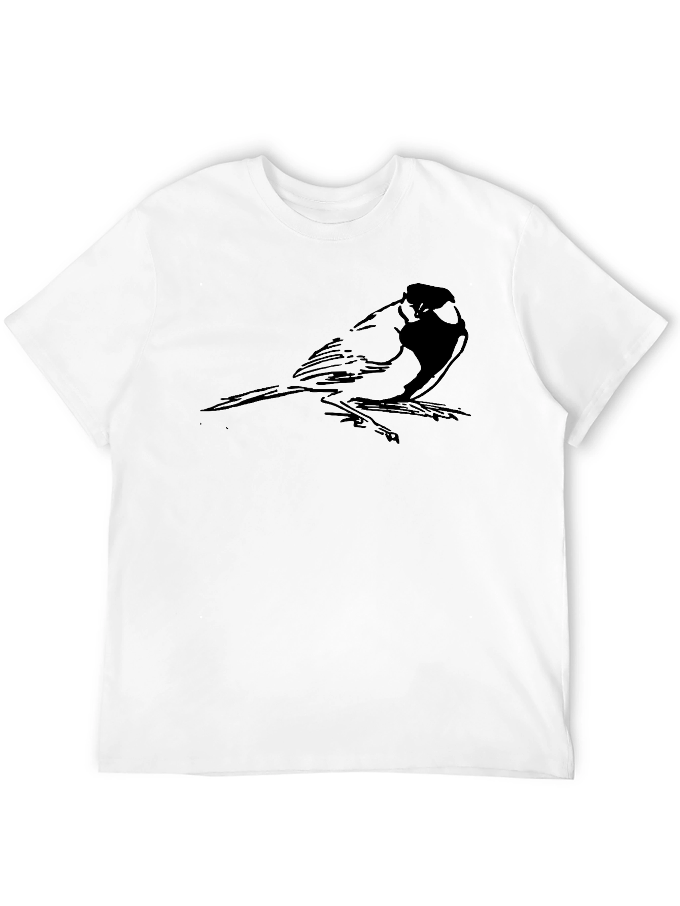Black T-Shirt with Bird Graphic Print