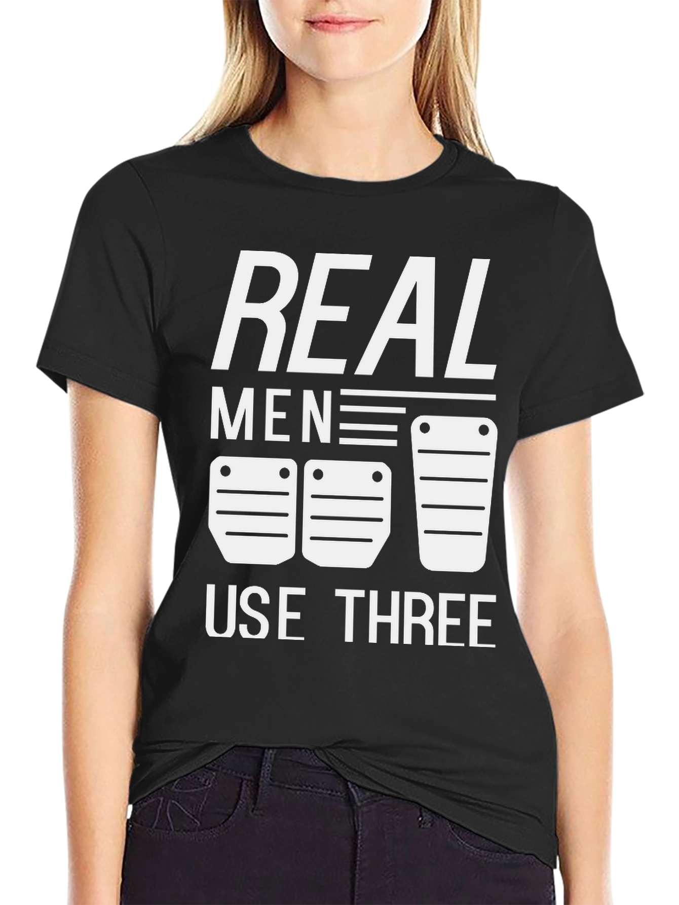 Real Men Use Three Pedals T-Shirt Manual Transmission Car